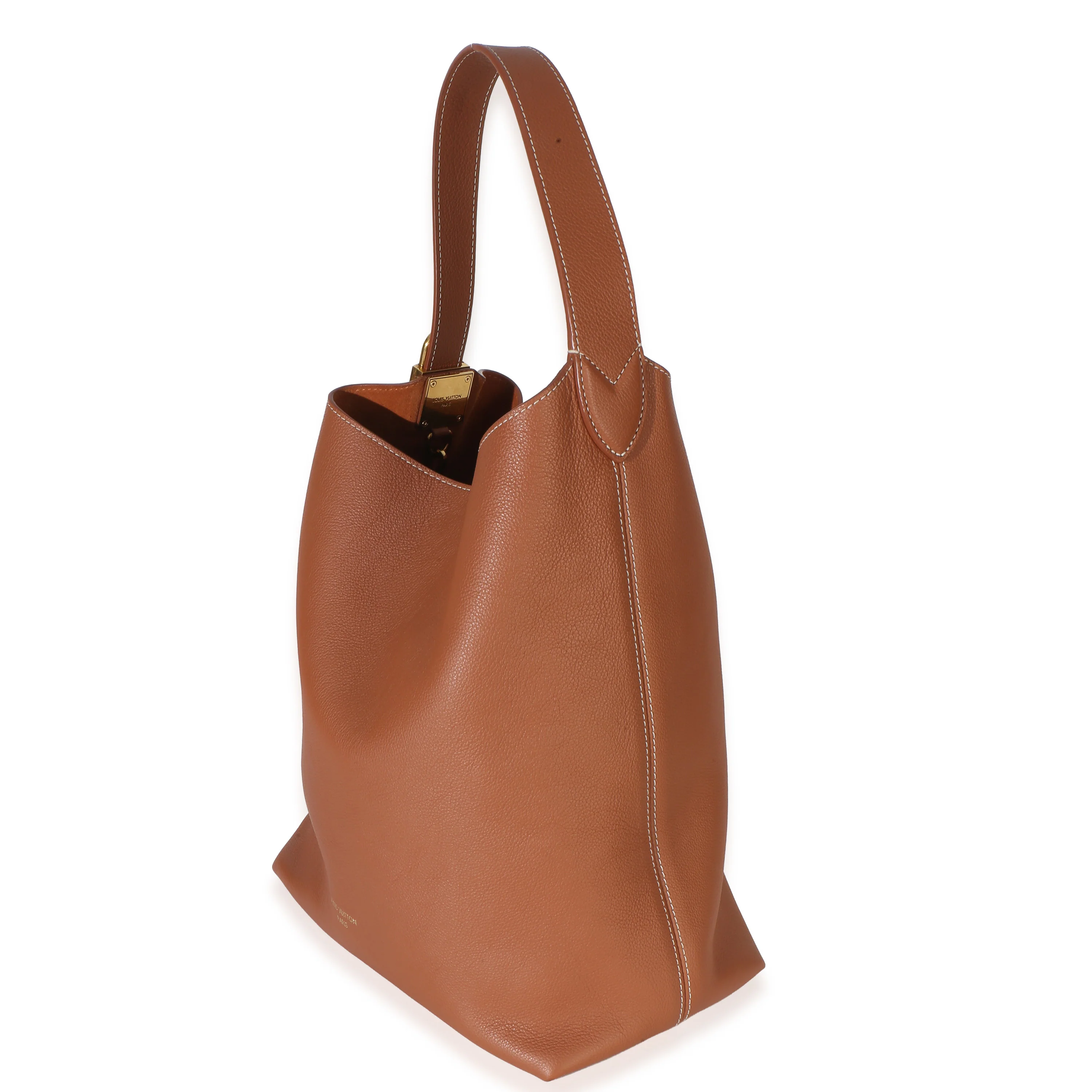 Cognac Grained Calfskin Low Key Hobo MM - Image 2