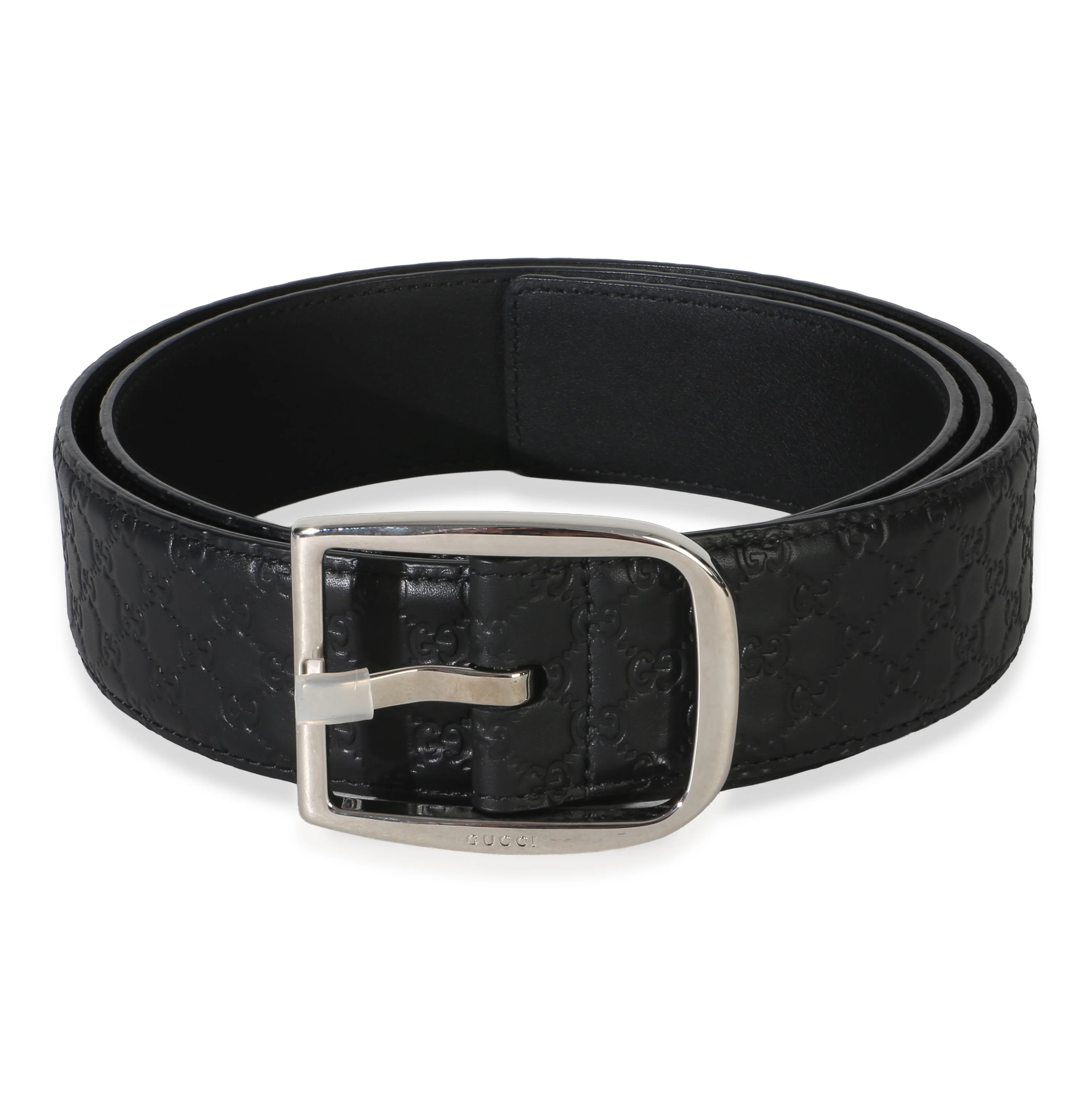 Black Calfskin Microguccissima Belt 105/42