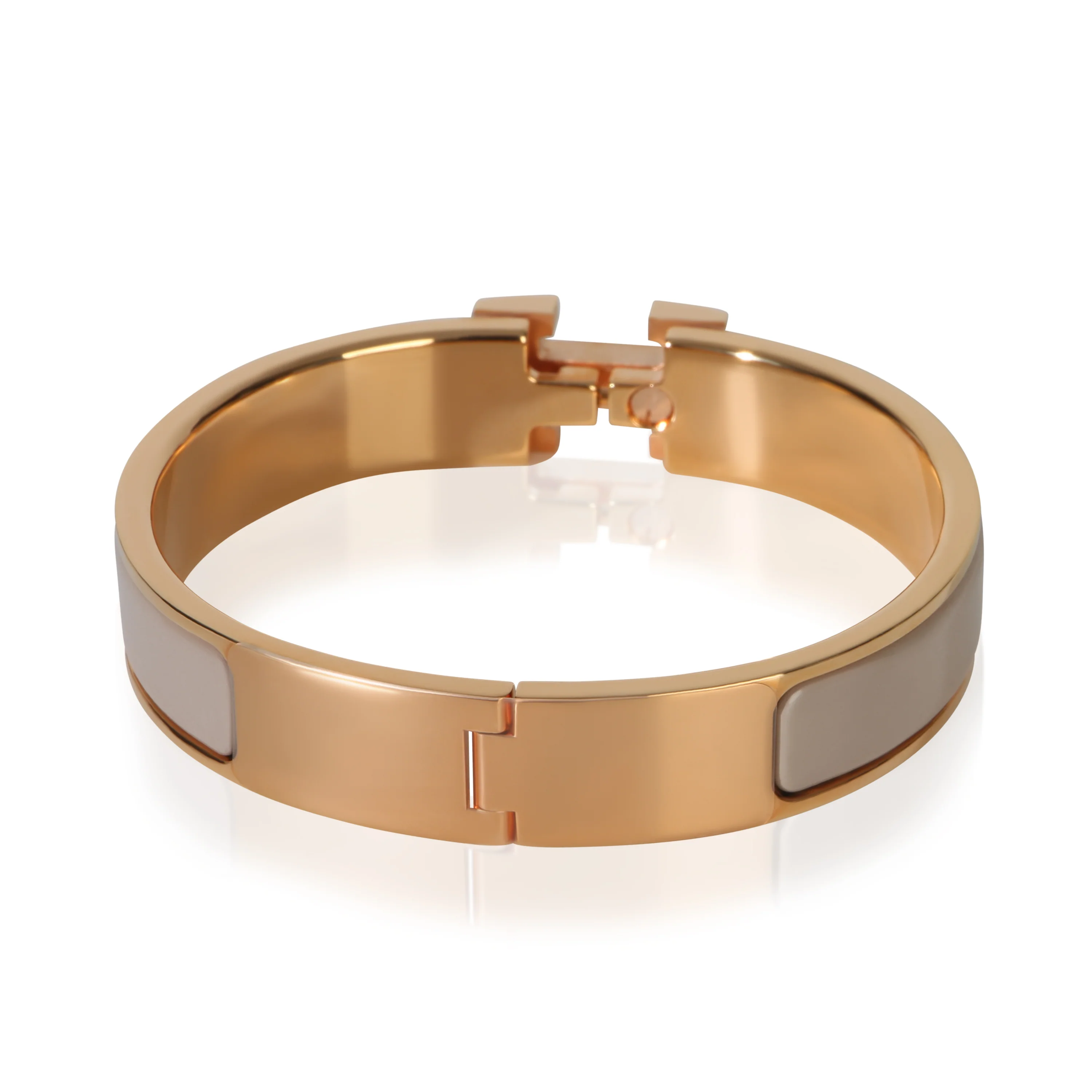 Gold-Plated Clic H In Marron Glacé Bracelet - Image 3