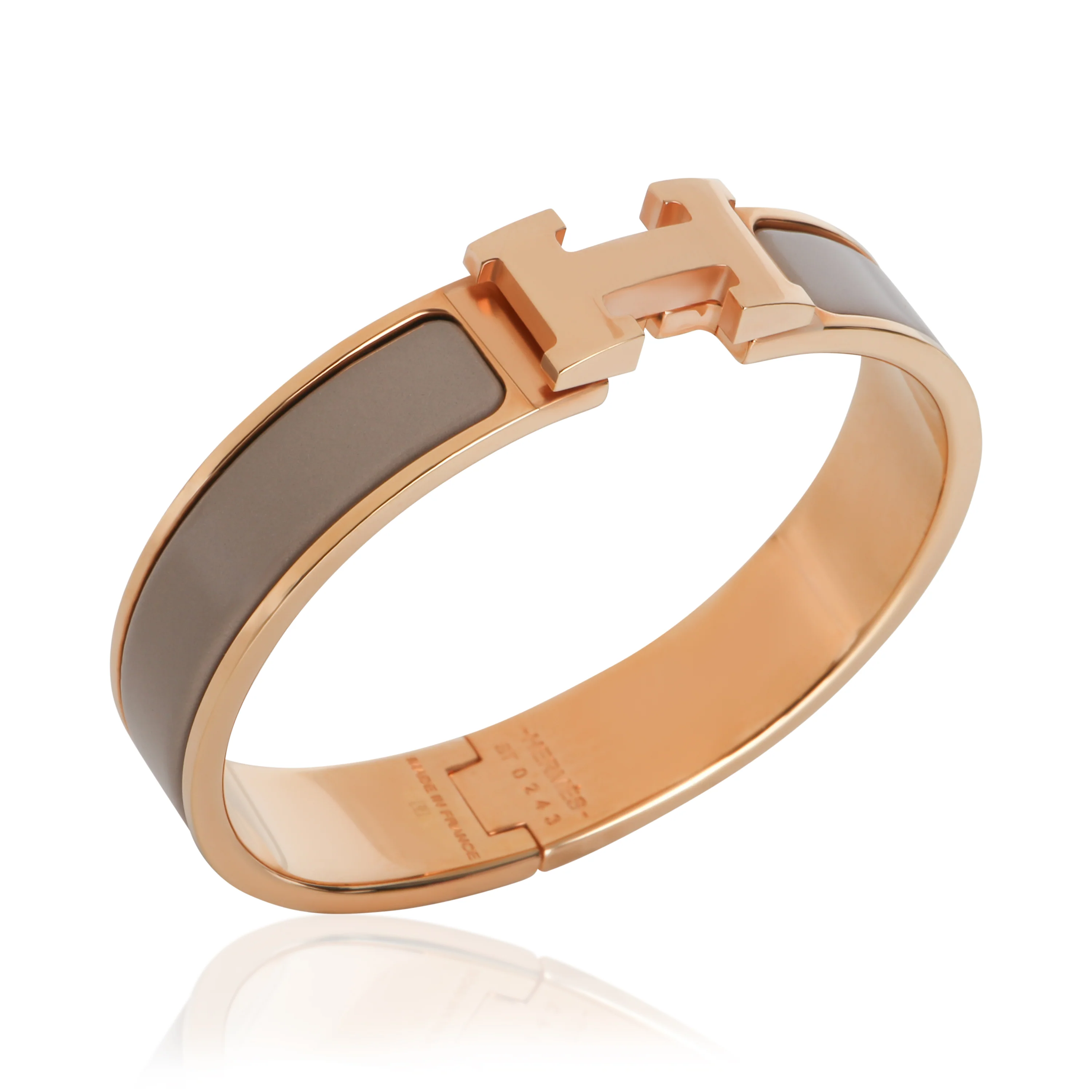 Gold-Plated Clic H In Marron Glacé Bracelet - Image 4