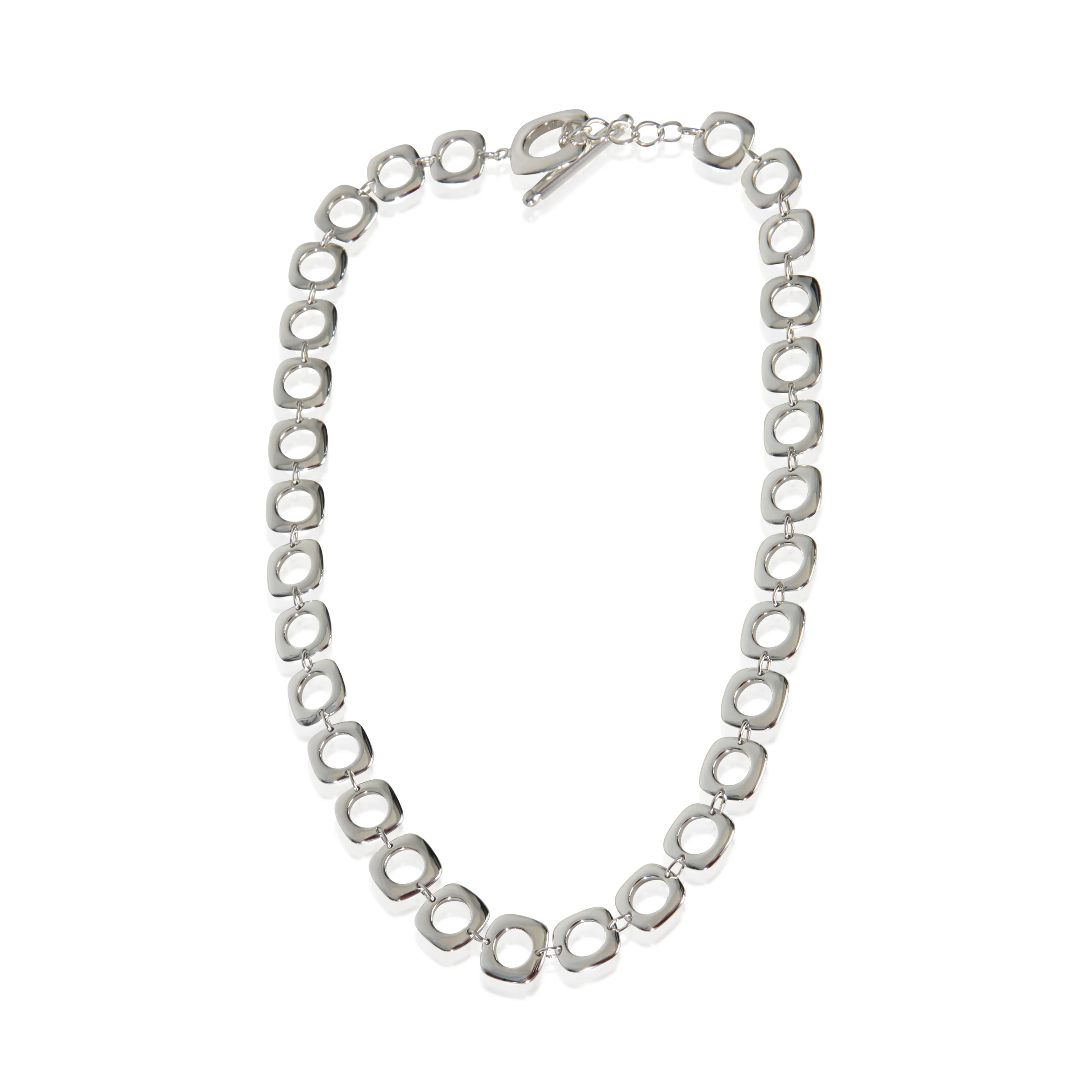 Sterling Silver  Square Cushion Link Toggle Necklace - Image 3
