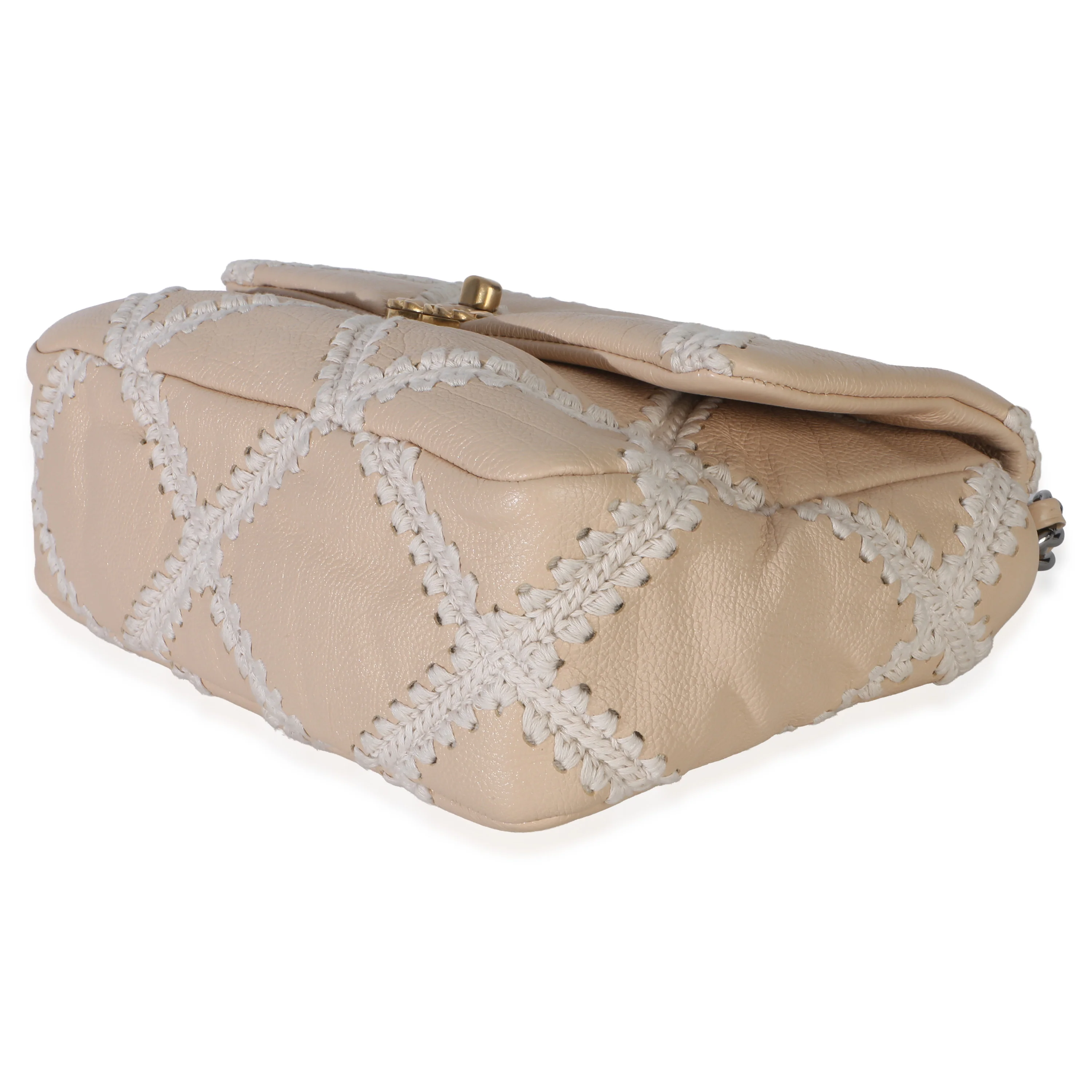 Beige Calfskin Crochet Medium Chanel 19 Flap Bag - Image 7