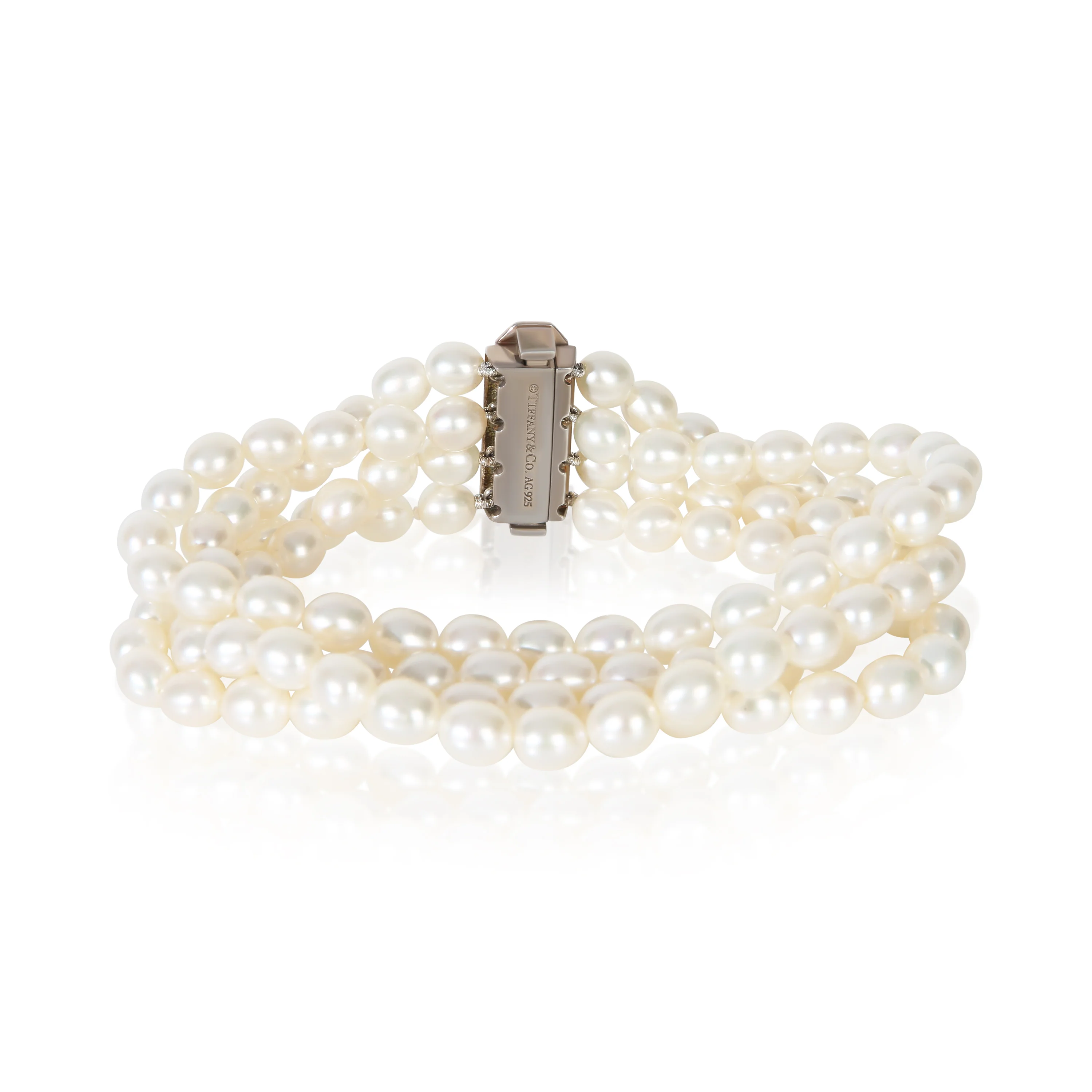 Sterling Silver Pearl and Onyx Ziegfeld 4 Strand Bracelet - Image 3