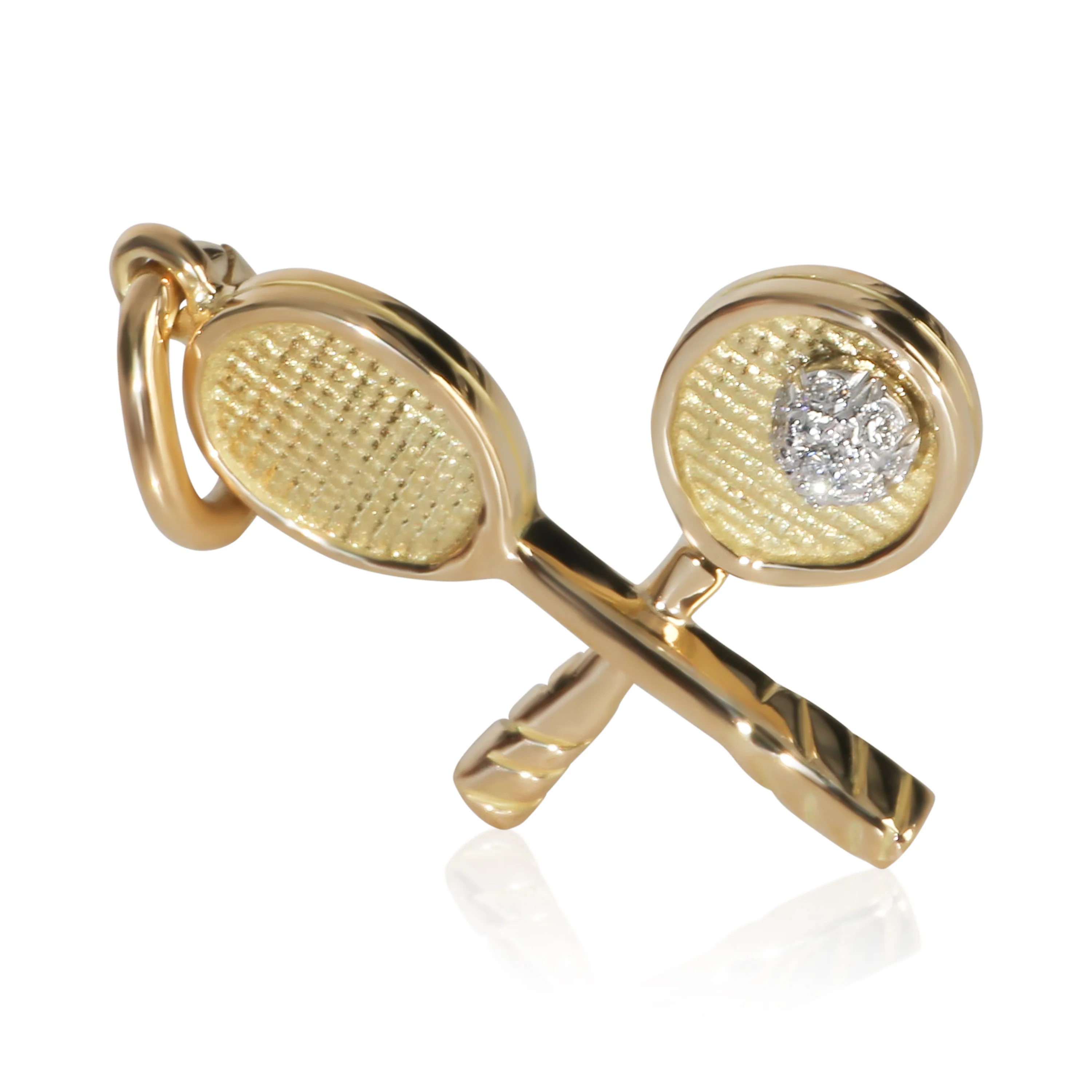 Yellow Gold Diamond Tennis Racket Charm - Image 2