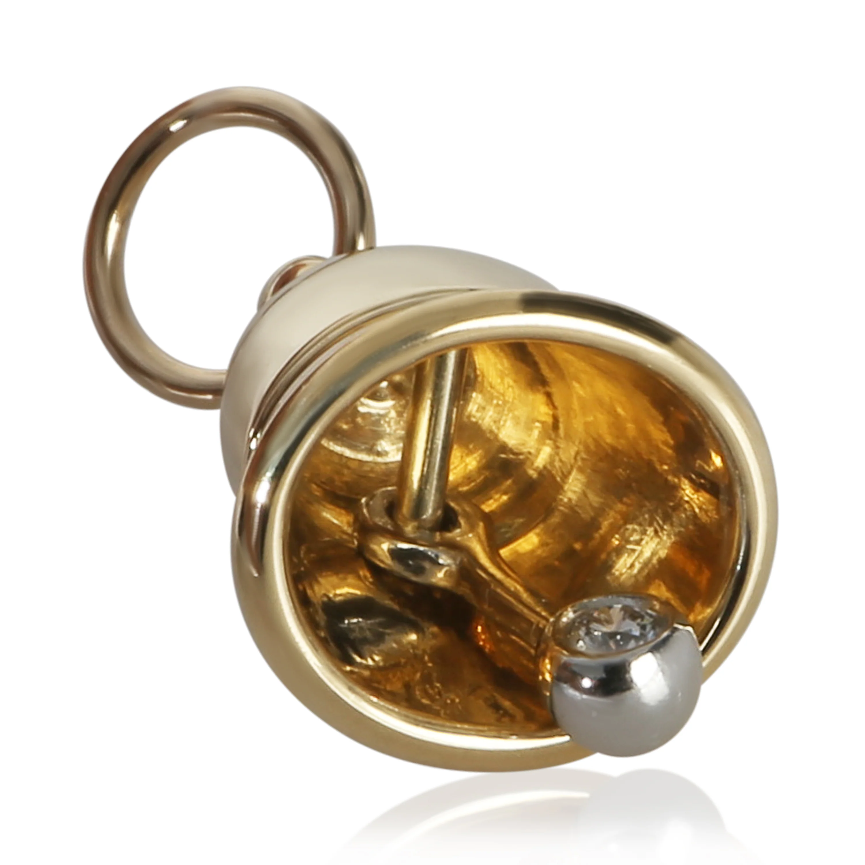 Yellow Gold Diamond Bell Charm - Image 3