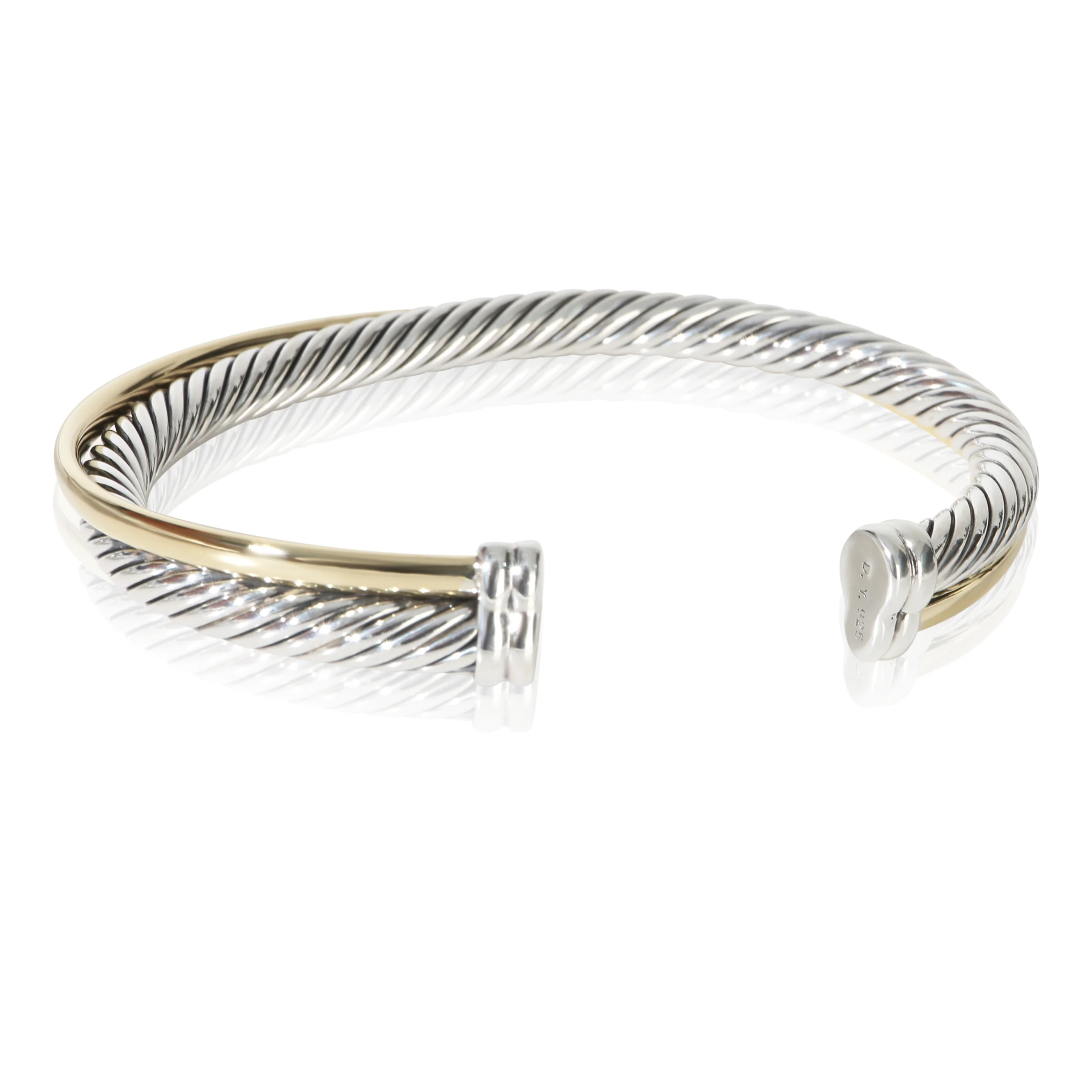 Yellow Gold & Sterling Silver 5mm Crossover Bracelet - Image 3