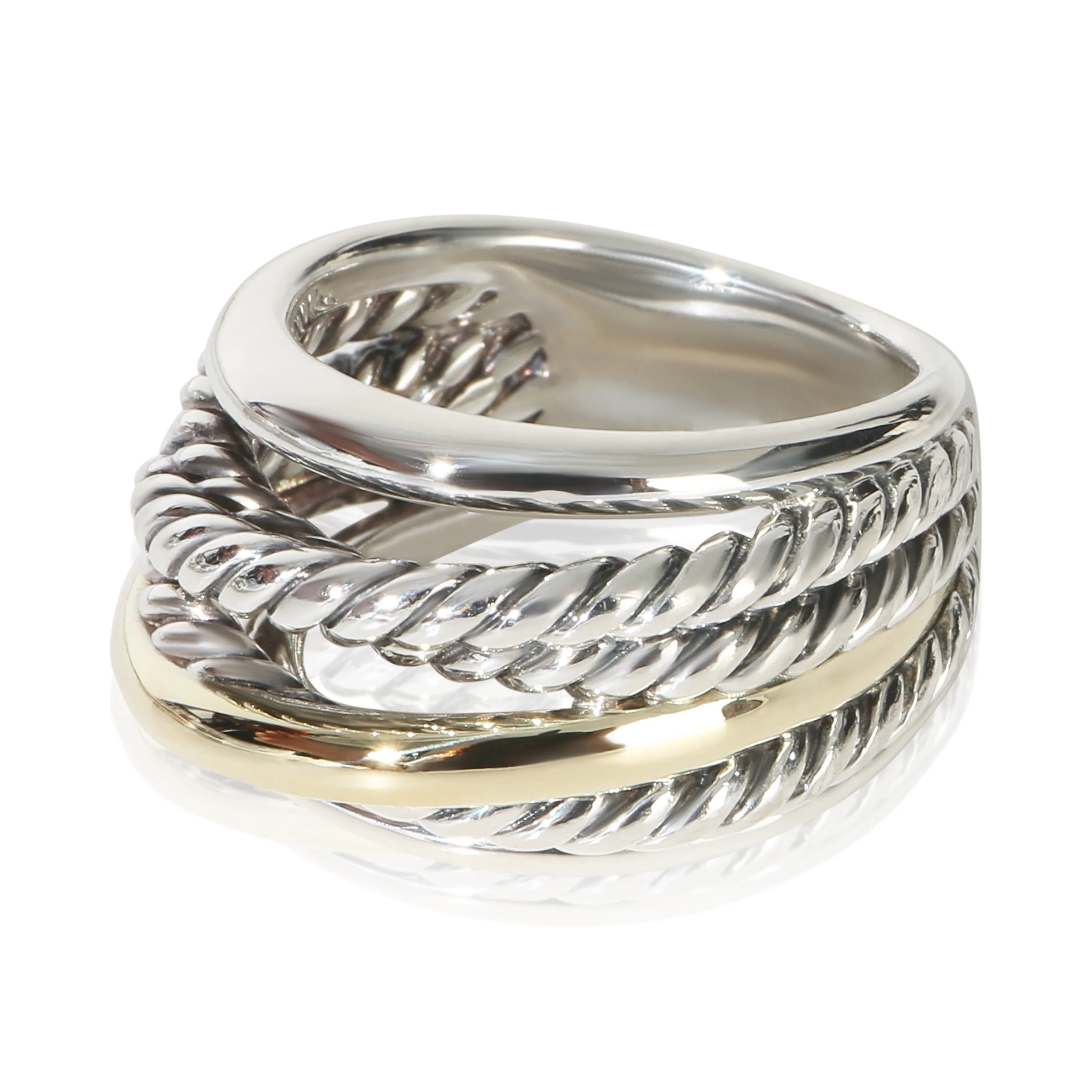 Yellow Gold & Sterling Silver  Crossover Ring - Image 2
