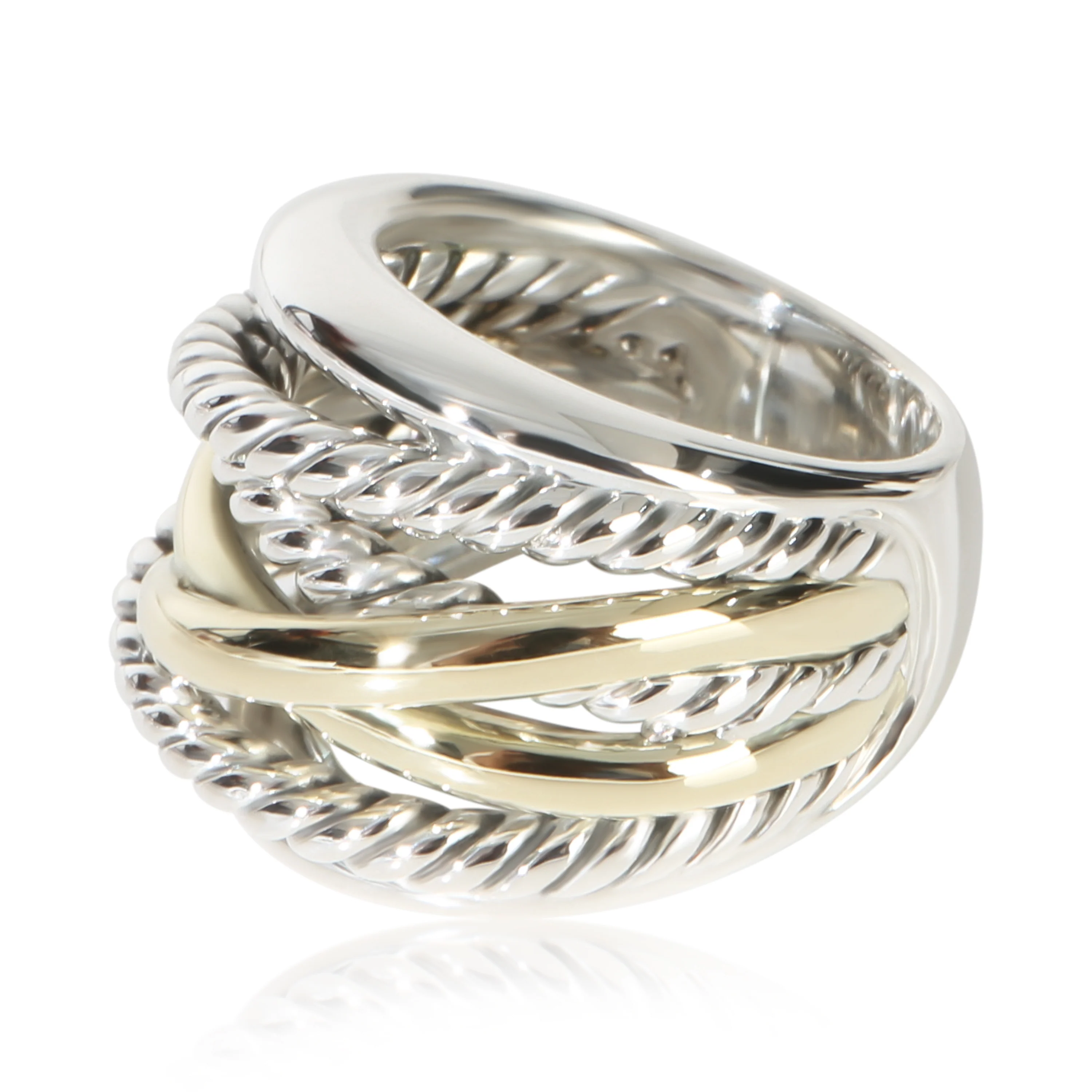 Yellow Gold & Sterling Silver  Crossover Ring - Image 2