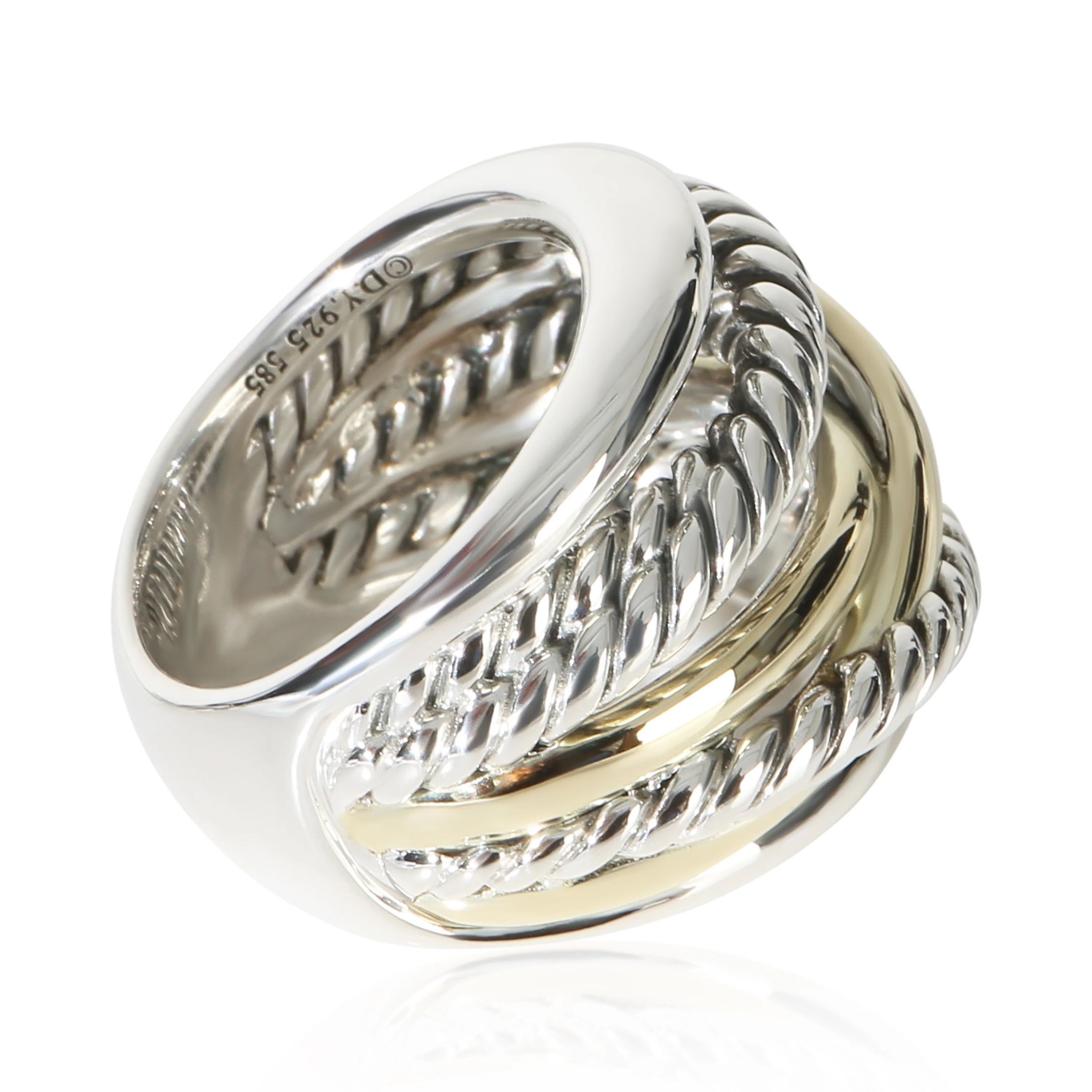 Yellow Gold & Sterling Silver  Crossover Ring - Image 3