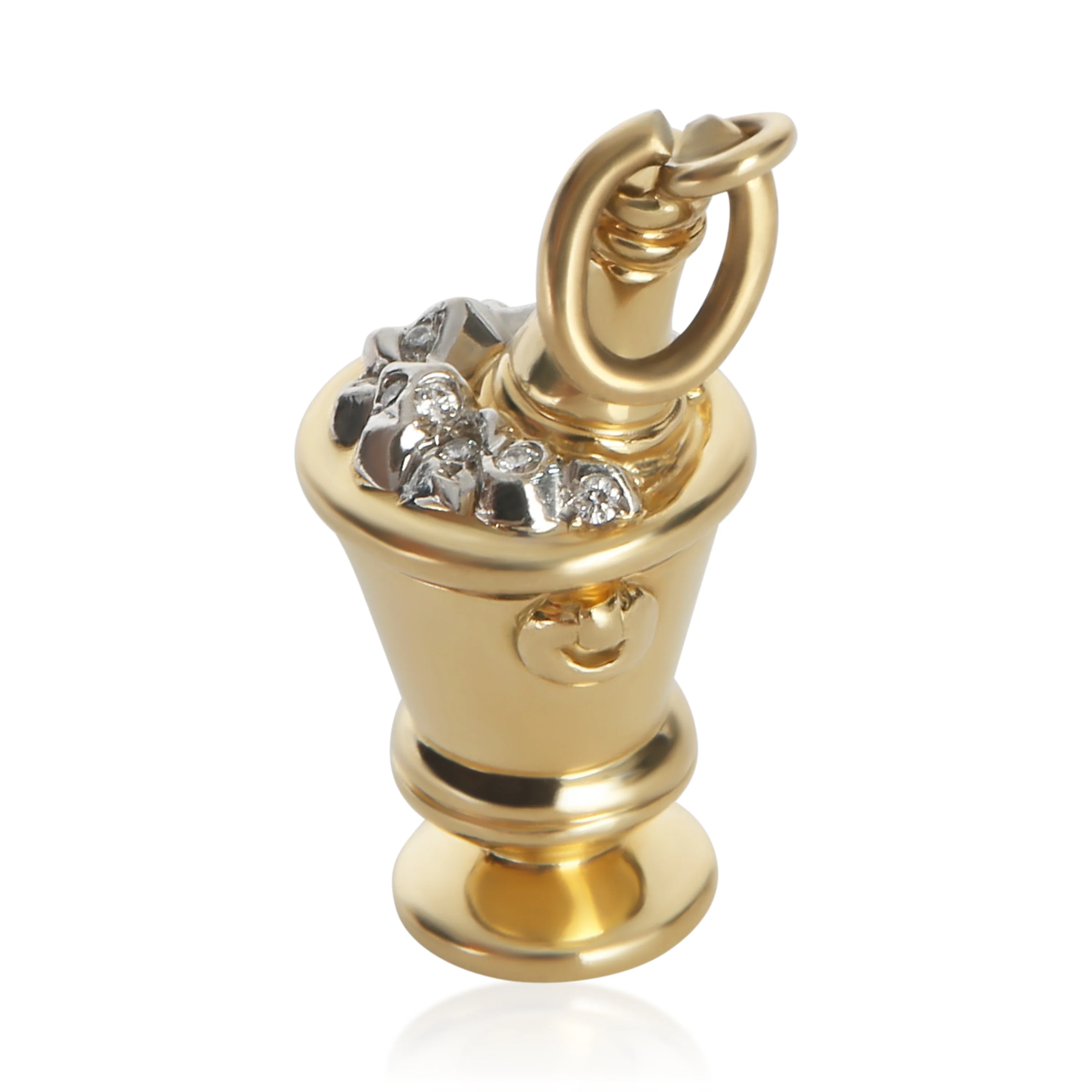 White Gold & Yellow Gold Diamond Champagne Bottle Charm - Image 2