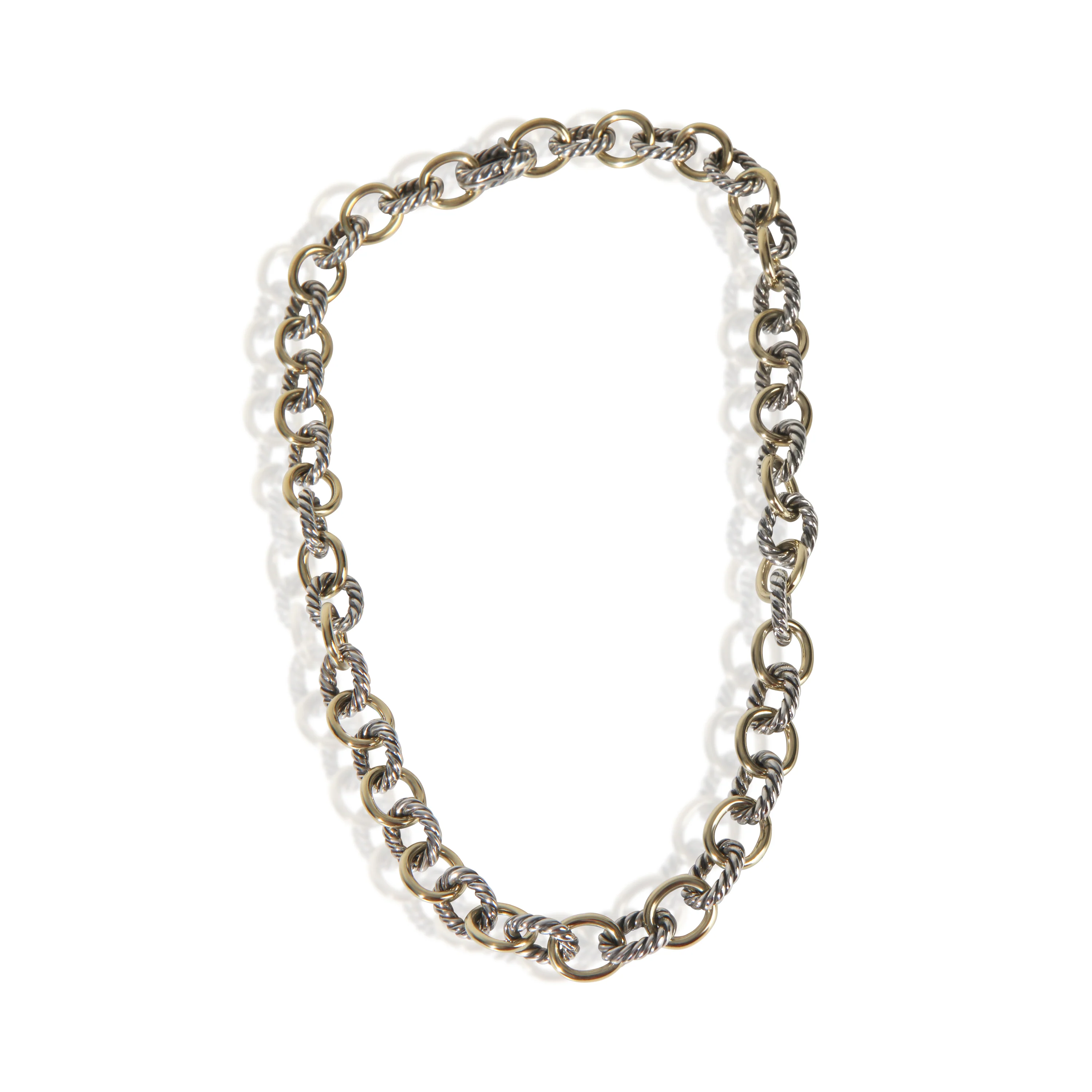 Yellow Gold & Sterling Silver  Oval Link Necklace - Image 3