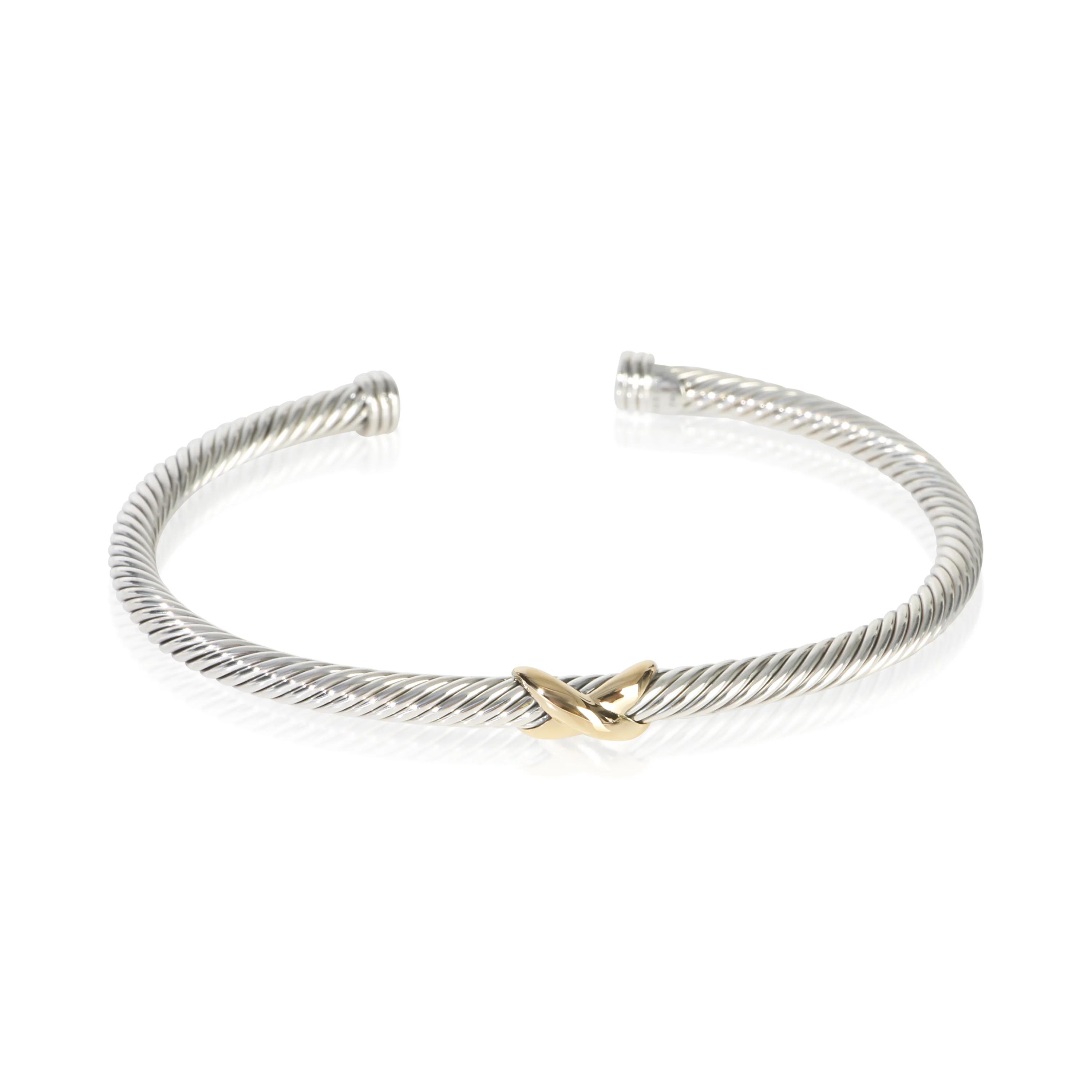 Yellow Gold & Sterling Silver Cable X Bracelet