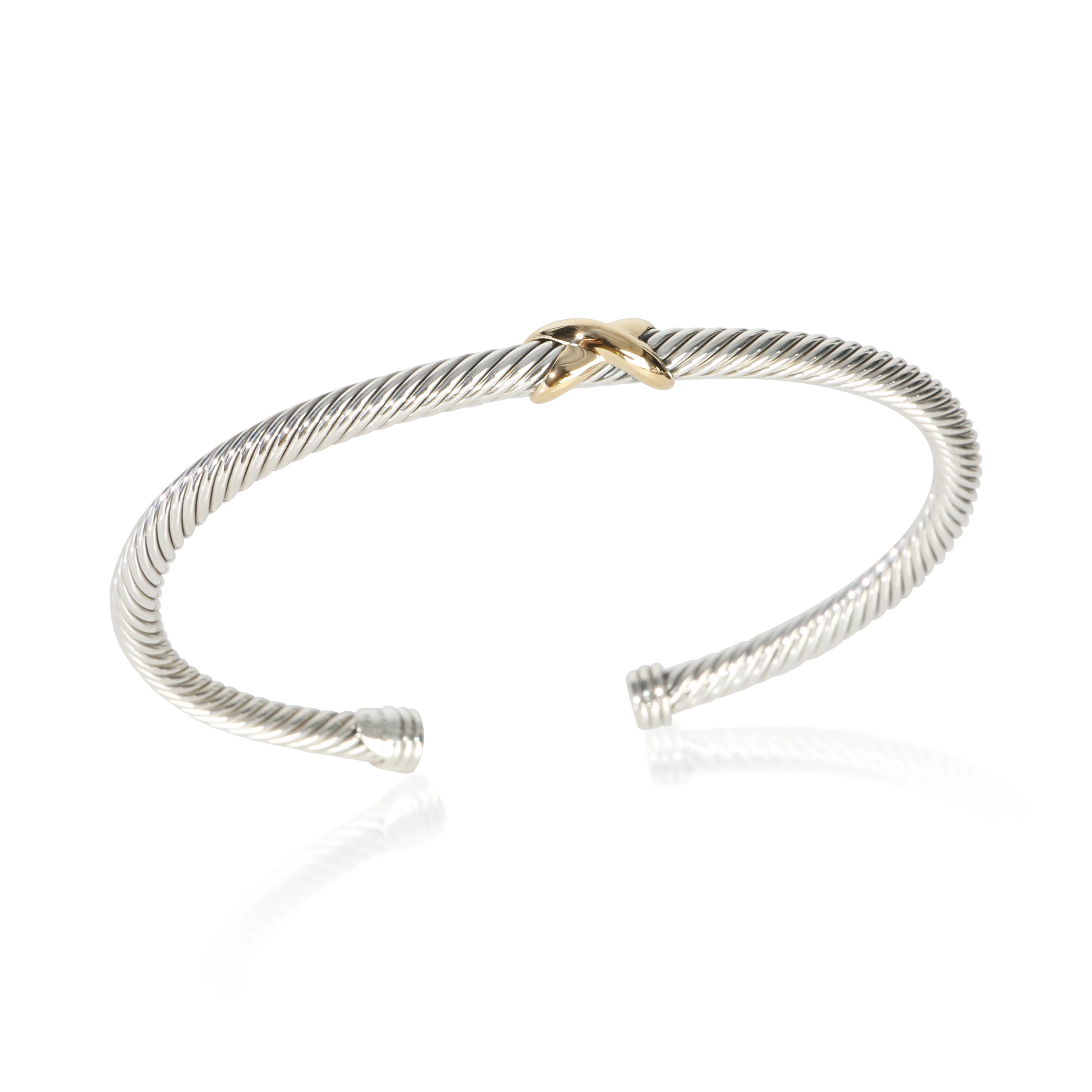 Yellow Gold & Sterling Silver Cable X Bracelet - Image 4