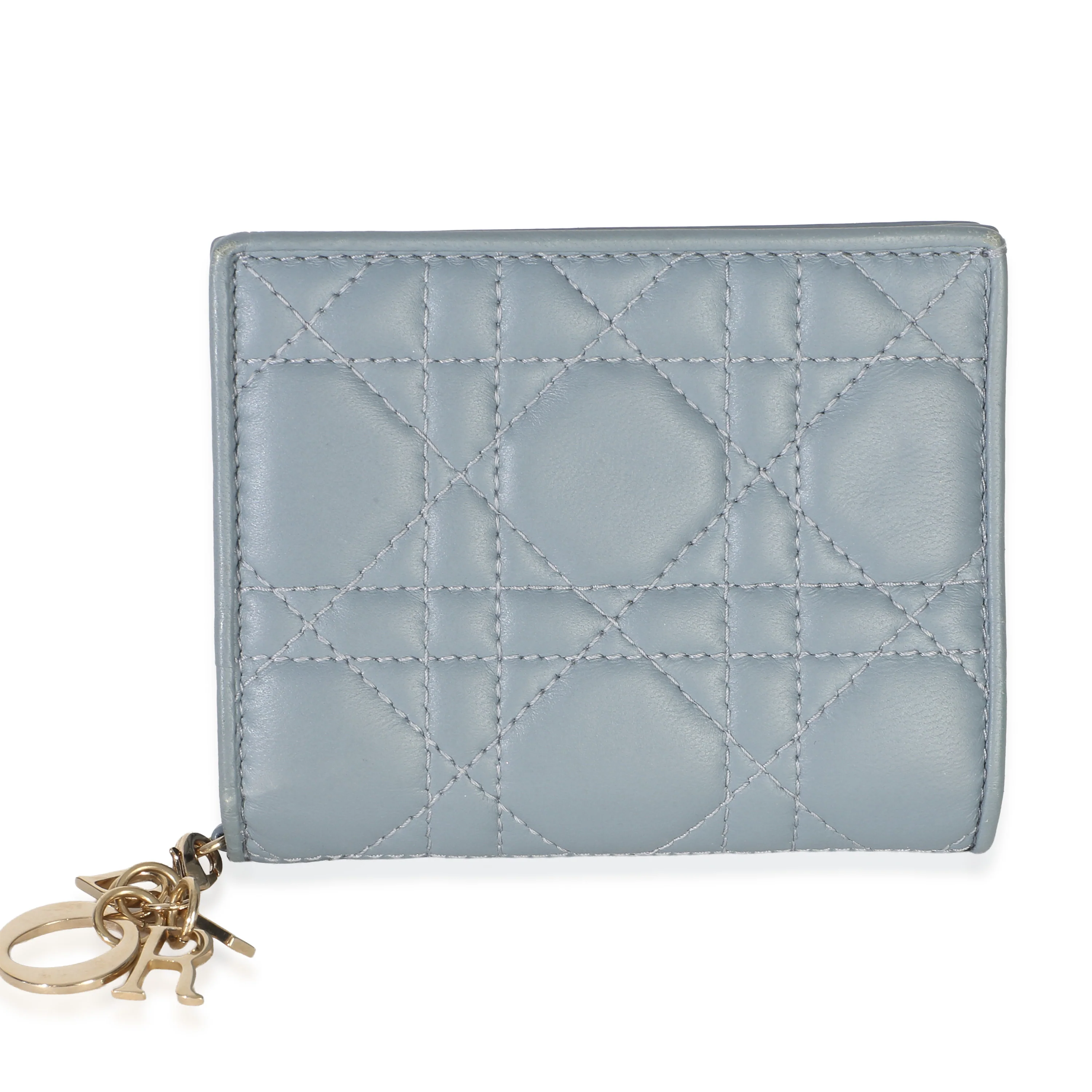 Cloud Blue Lambskin Cannage Mini Lady Dior Wallet
