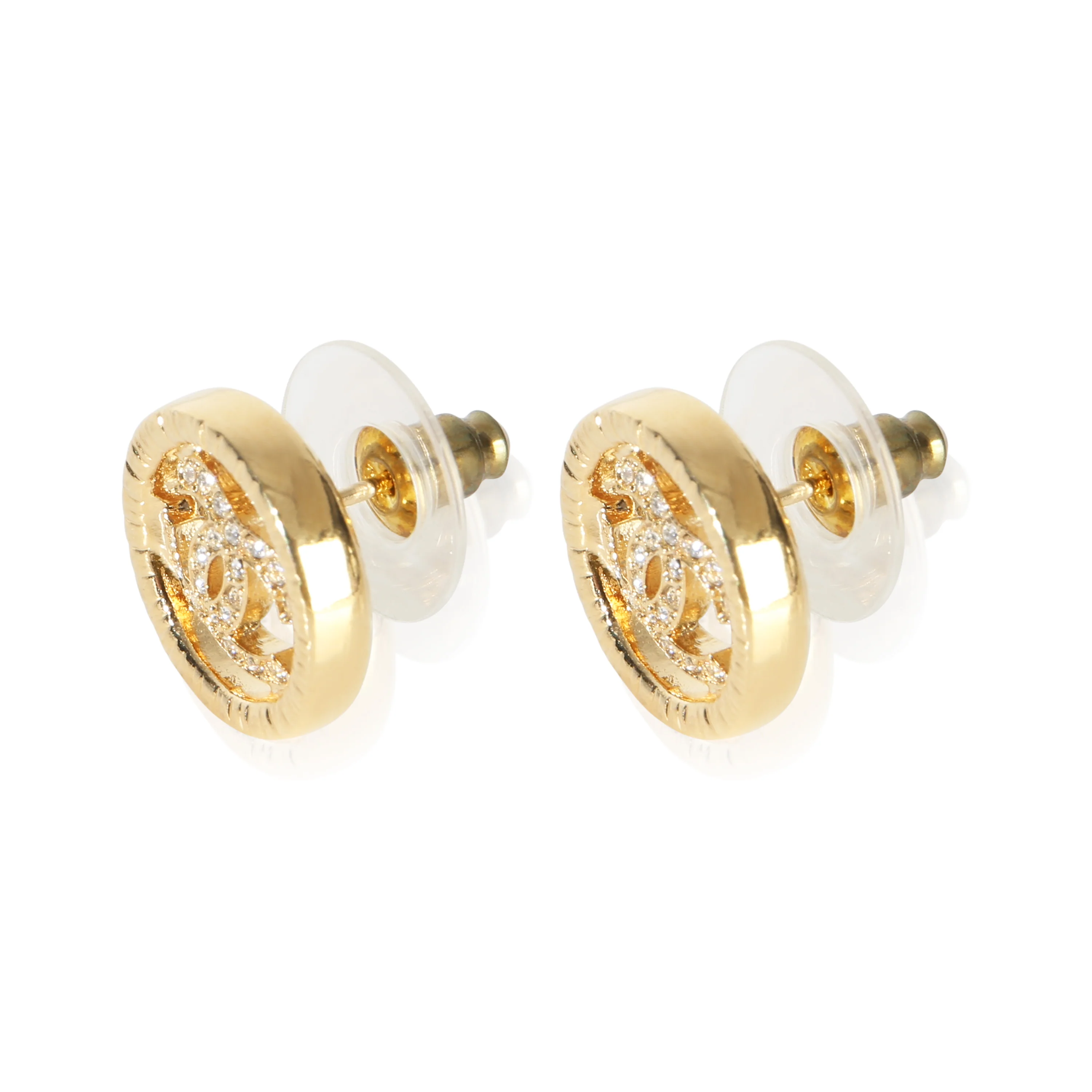 Gold-Plated 2022 Strass CC Earrings