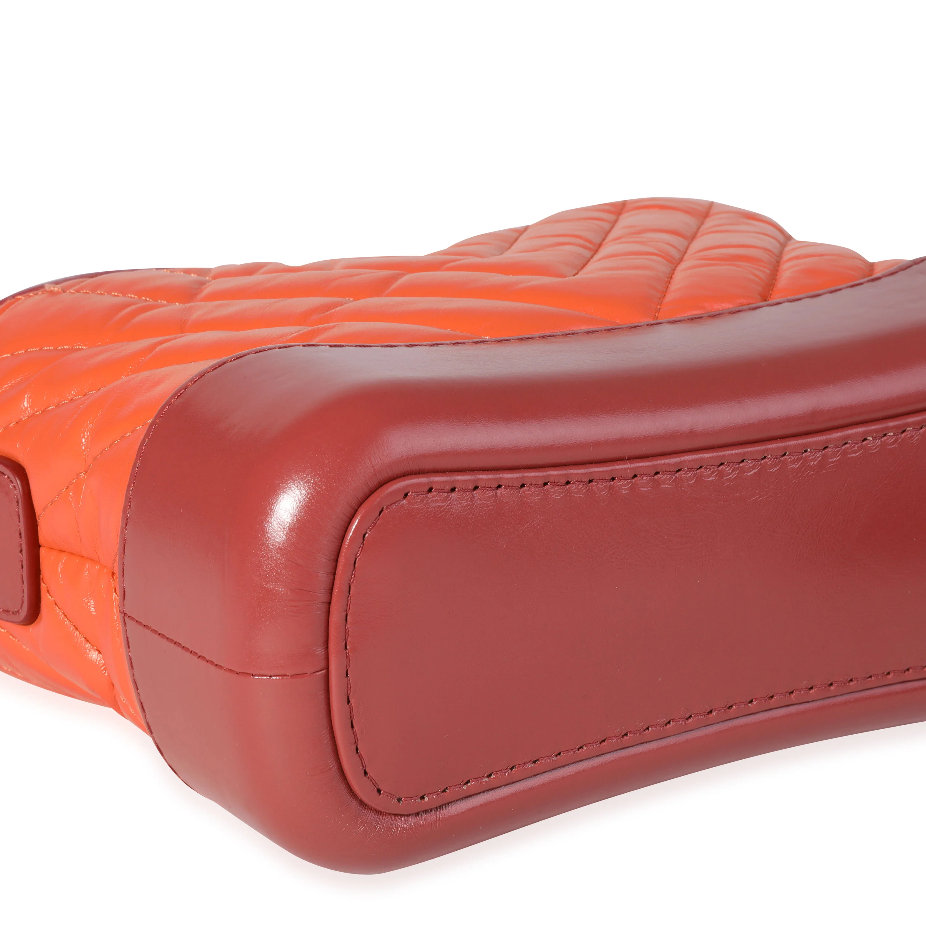 Orange & Red Aged Calfskin Chevron Quilted Small Gabrielle Hobo - Image 6