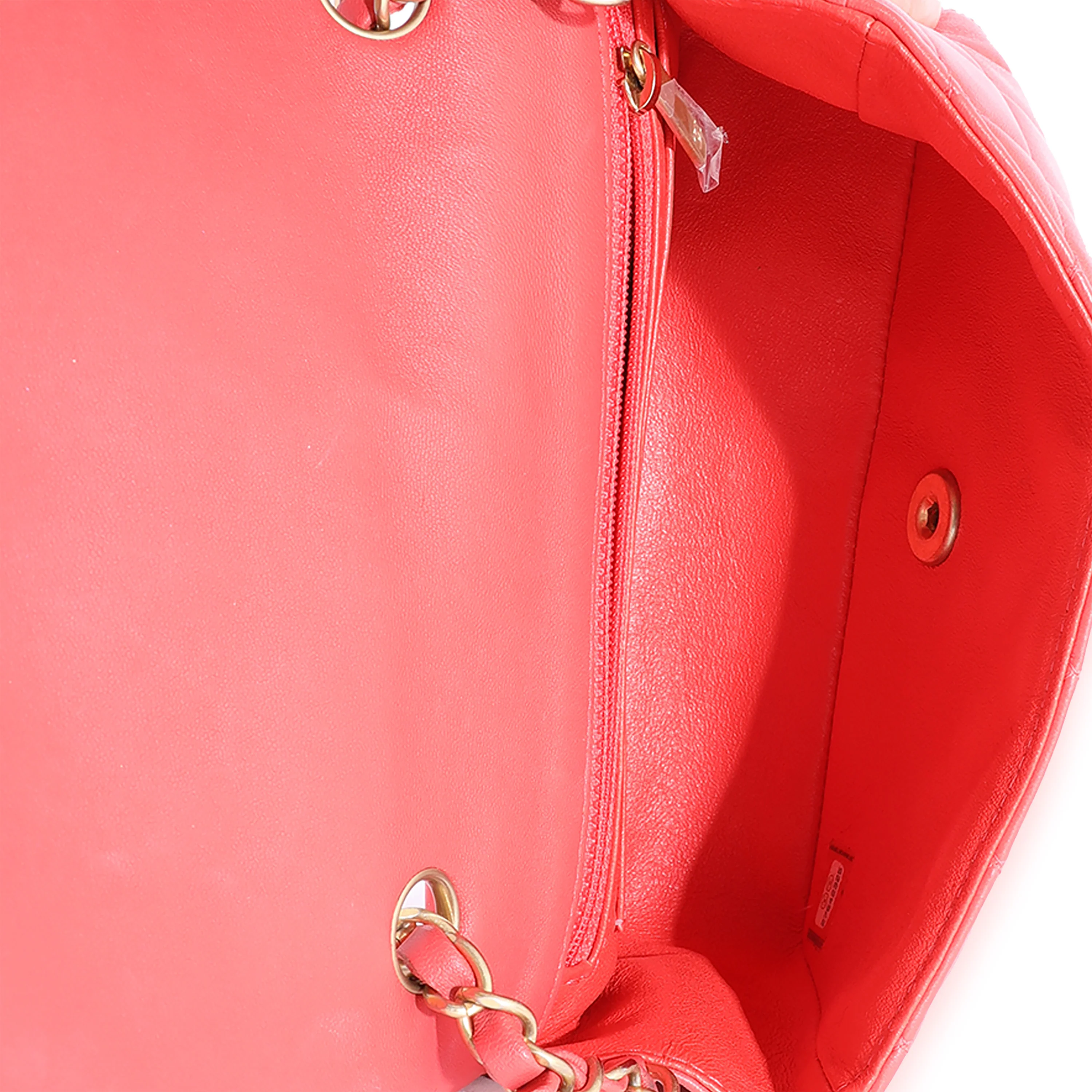Coral Quilted Lambskin Mini Rectangular Classic Flap Bag - Image 8