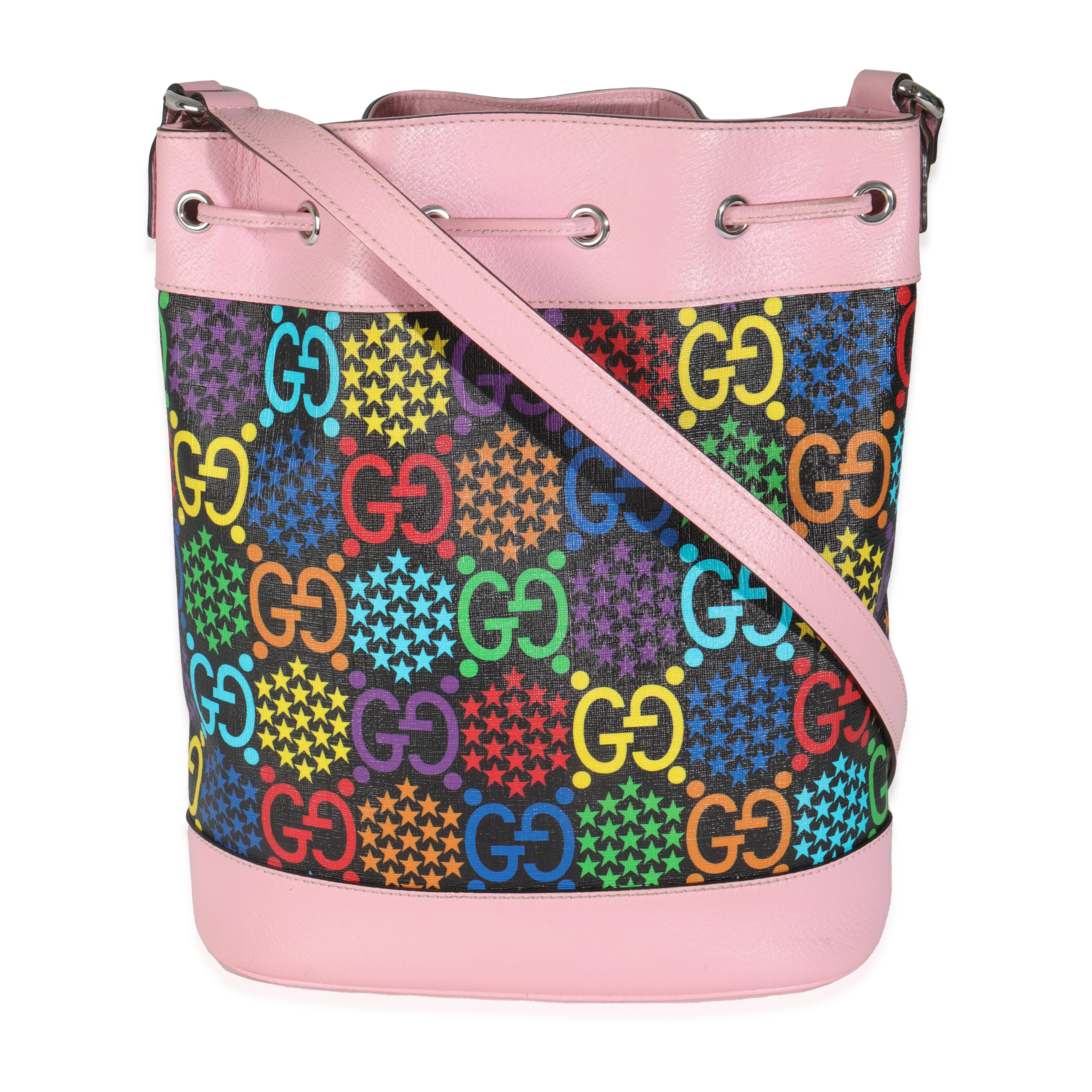 Pink Multicolor GG Supreme Canvas Psychedelic Bucket Bag - Image 4