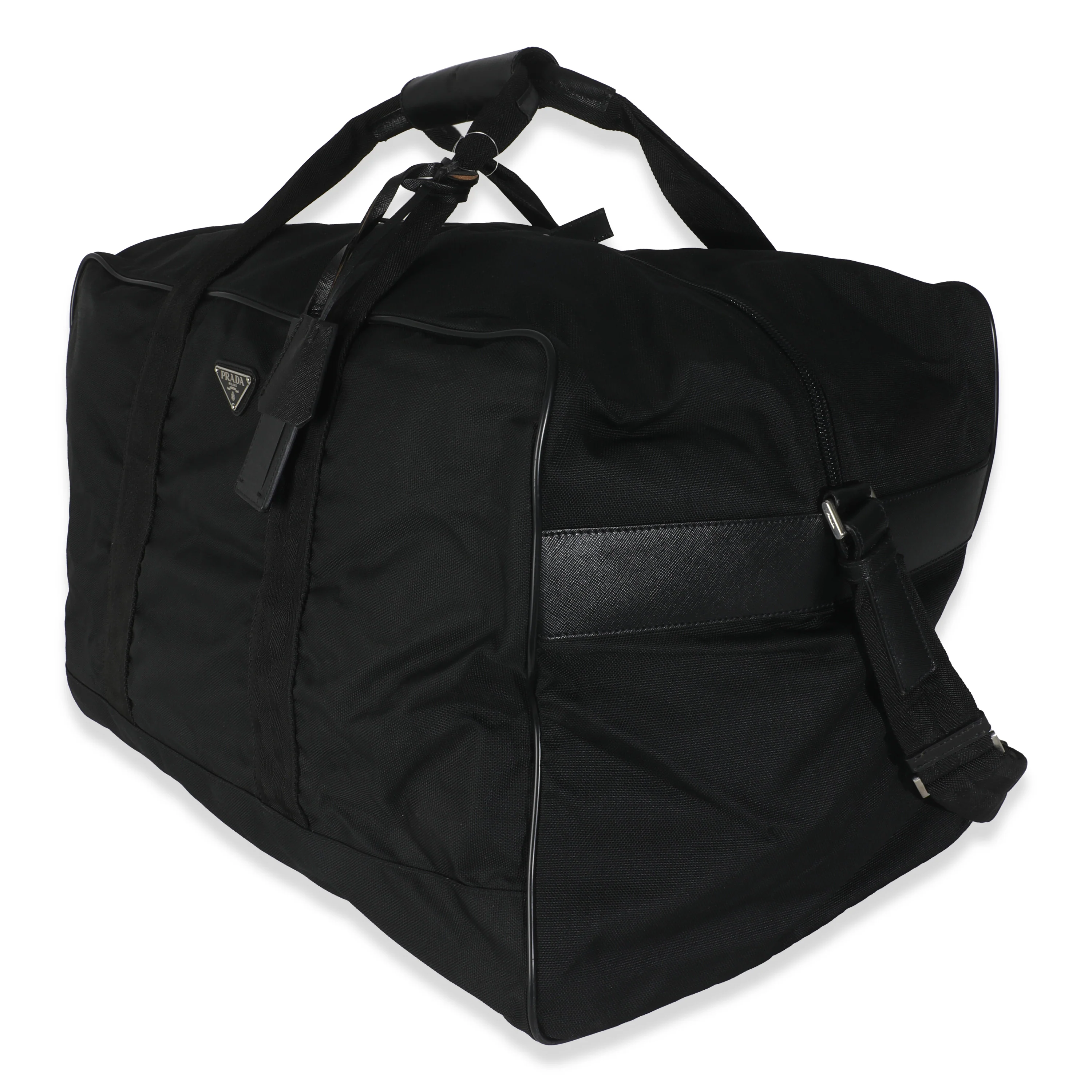 Black Tessuto Nylon Logo Plate Large Duffle Bag - Image 2