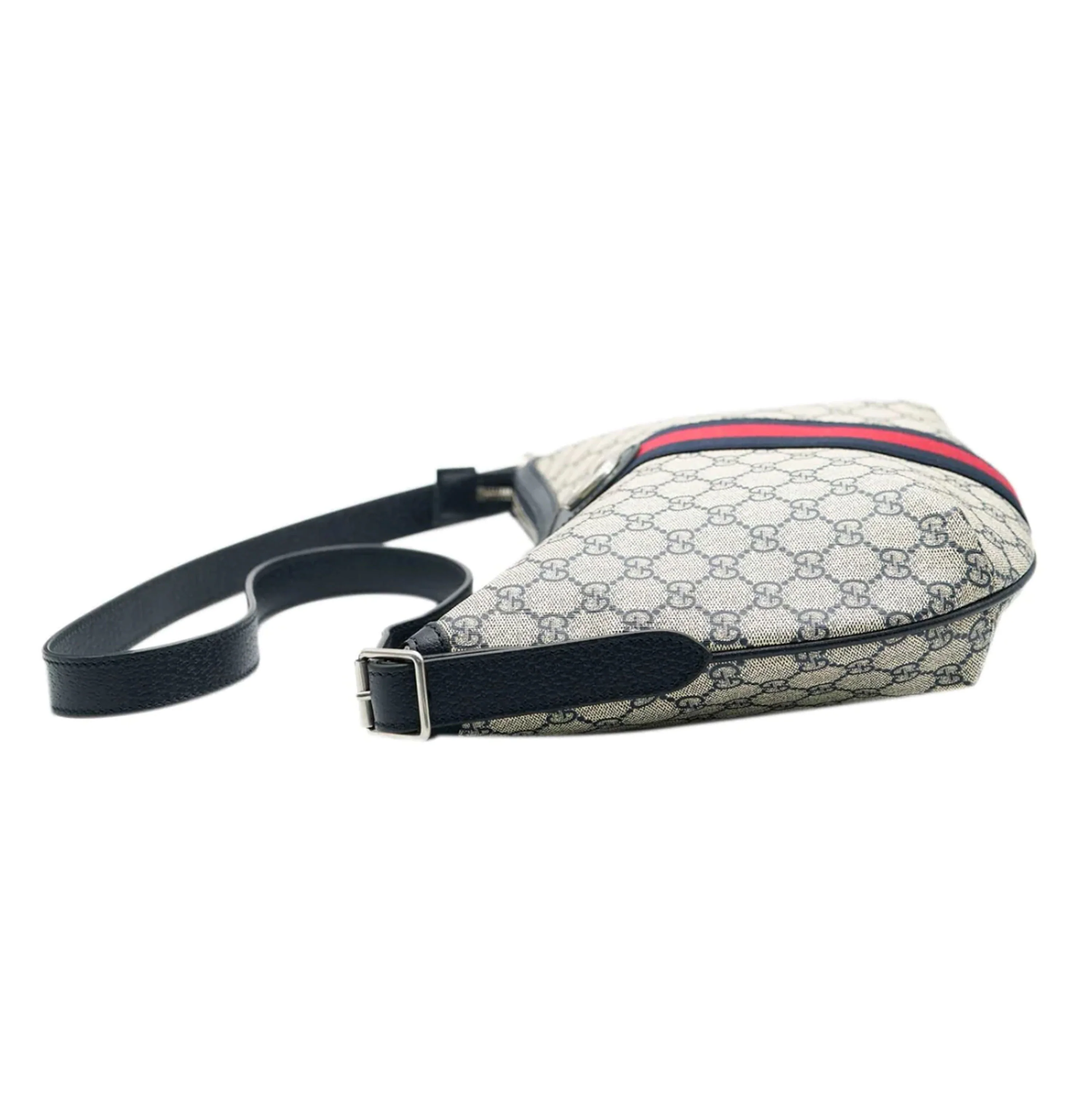 Gucci Navy GG Supreme Canvas Small Ophidia Half Moon Hobo Crossbody - Image 3