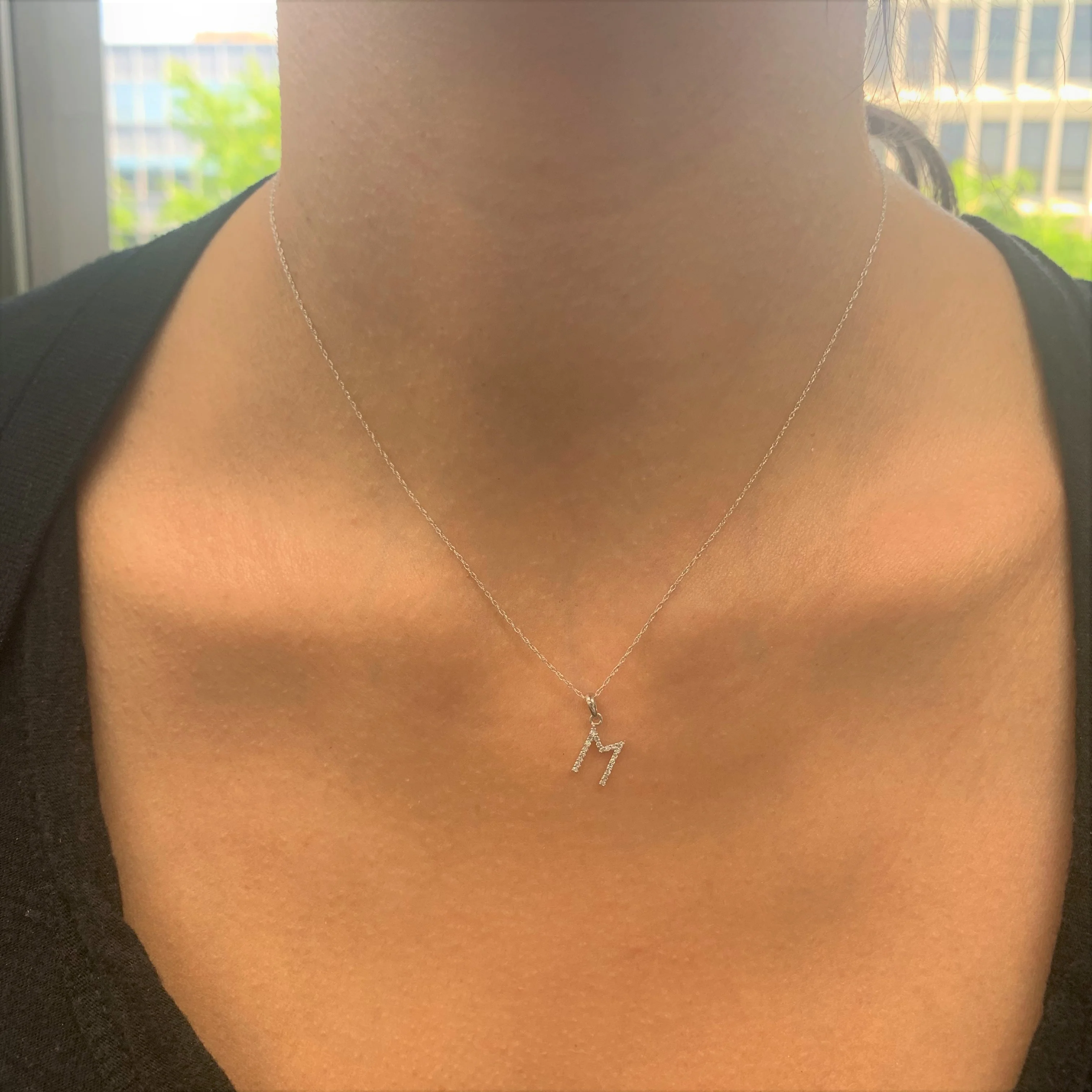14k White Gold & Diamond Initial Necklace- X - Image 4