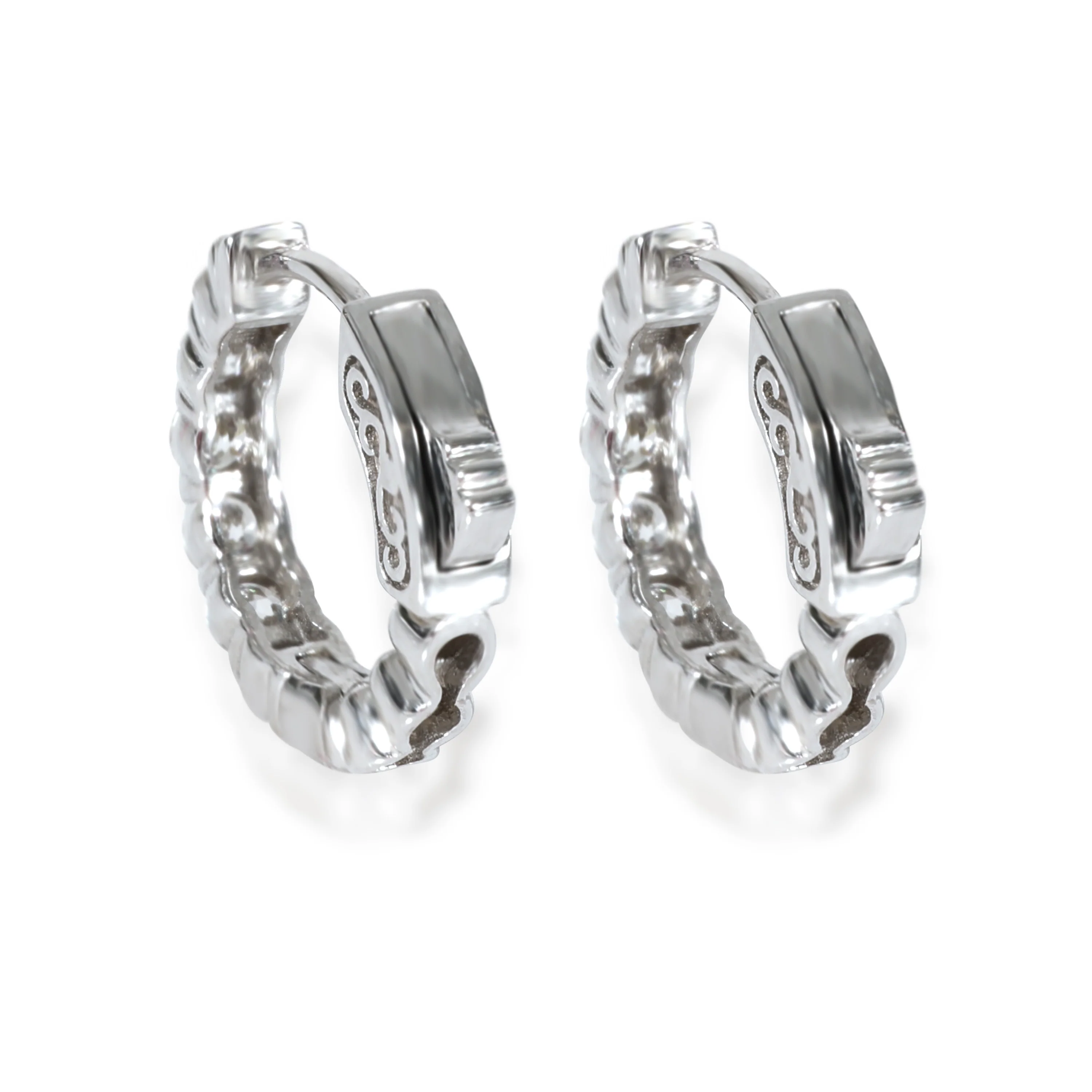 Mini Diamond Hoop Earring in 14K White Gold 1 CTW - Image 3