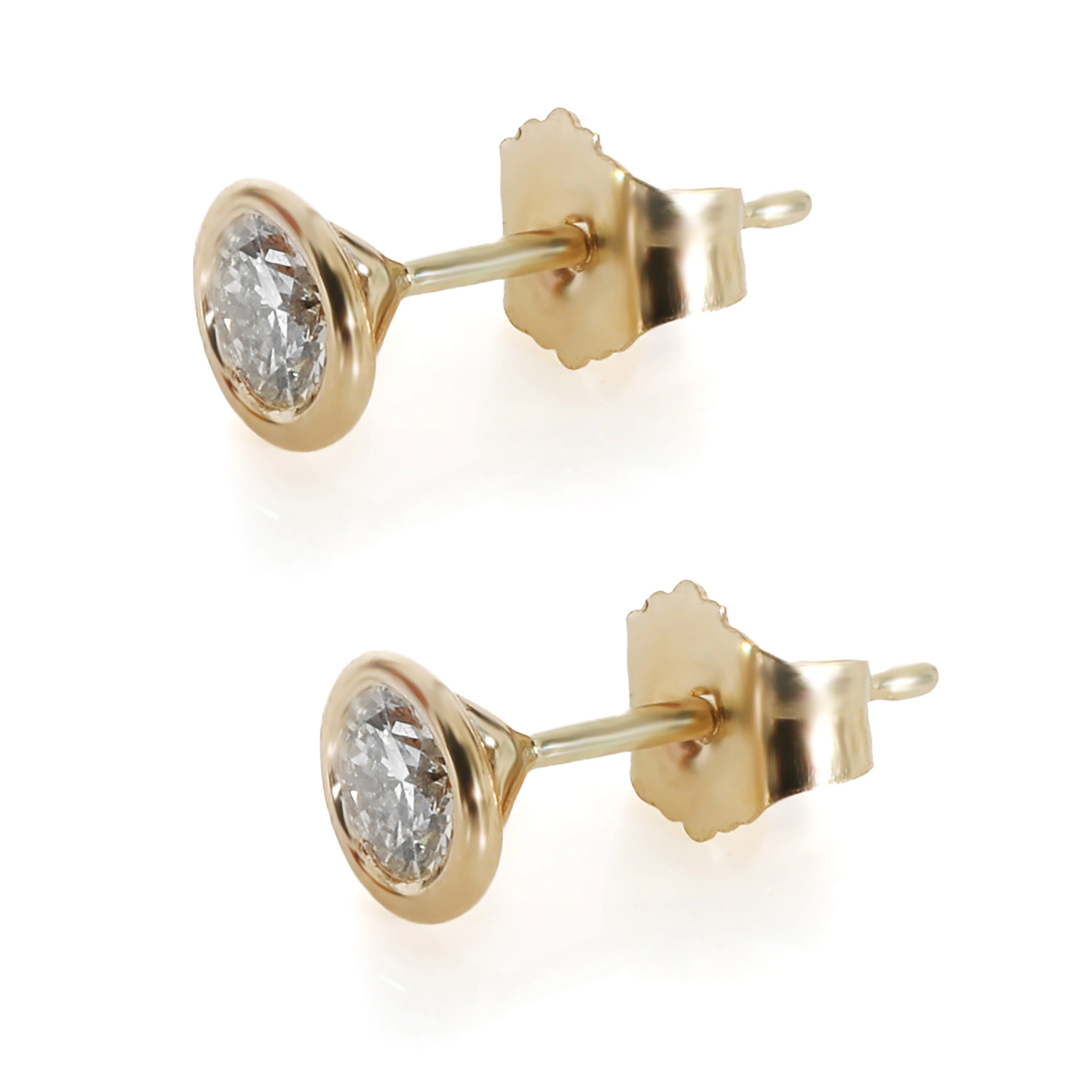 Bezel Diamond Stud Earring in 14K Yellow Gold 1/3 Ctw - Image 2