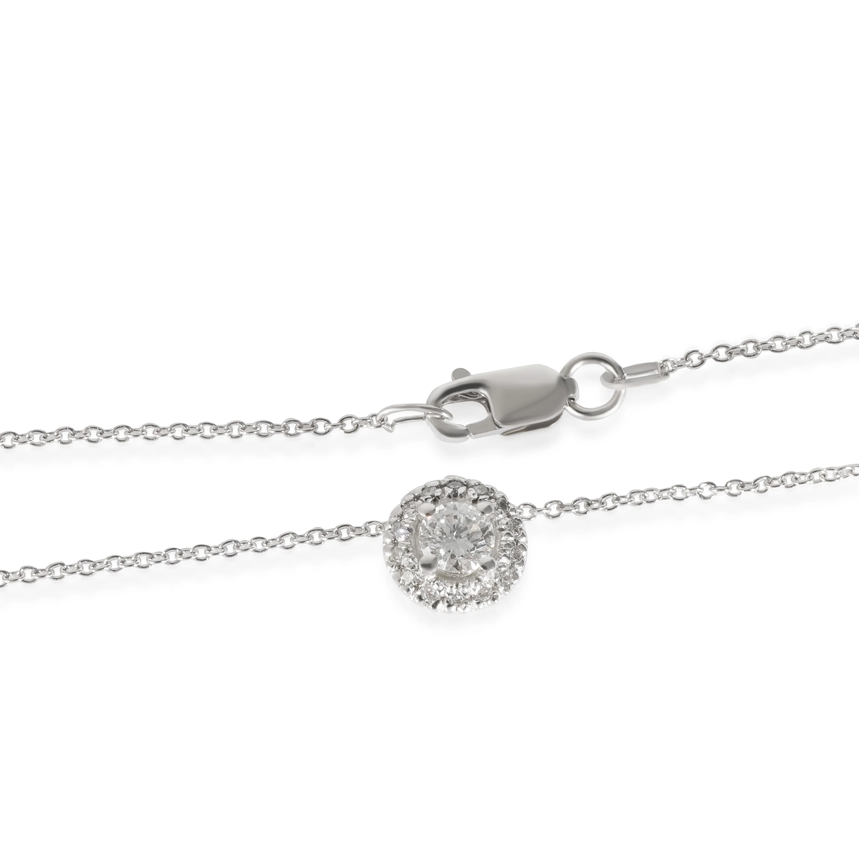 Diamond Halo Necklace in 14K White Gold (1/3 Ctw) on a Chain - Image 2