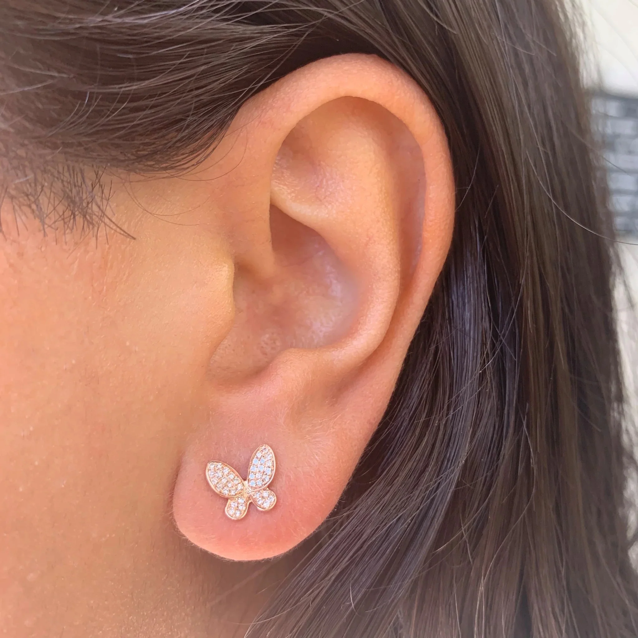 Diamond Butterfly Stud Earrings in 14K White Gold (0.20 CTW) - Image 2