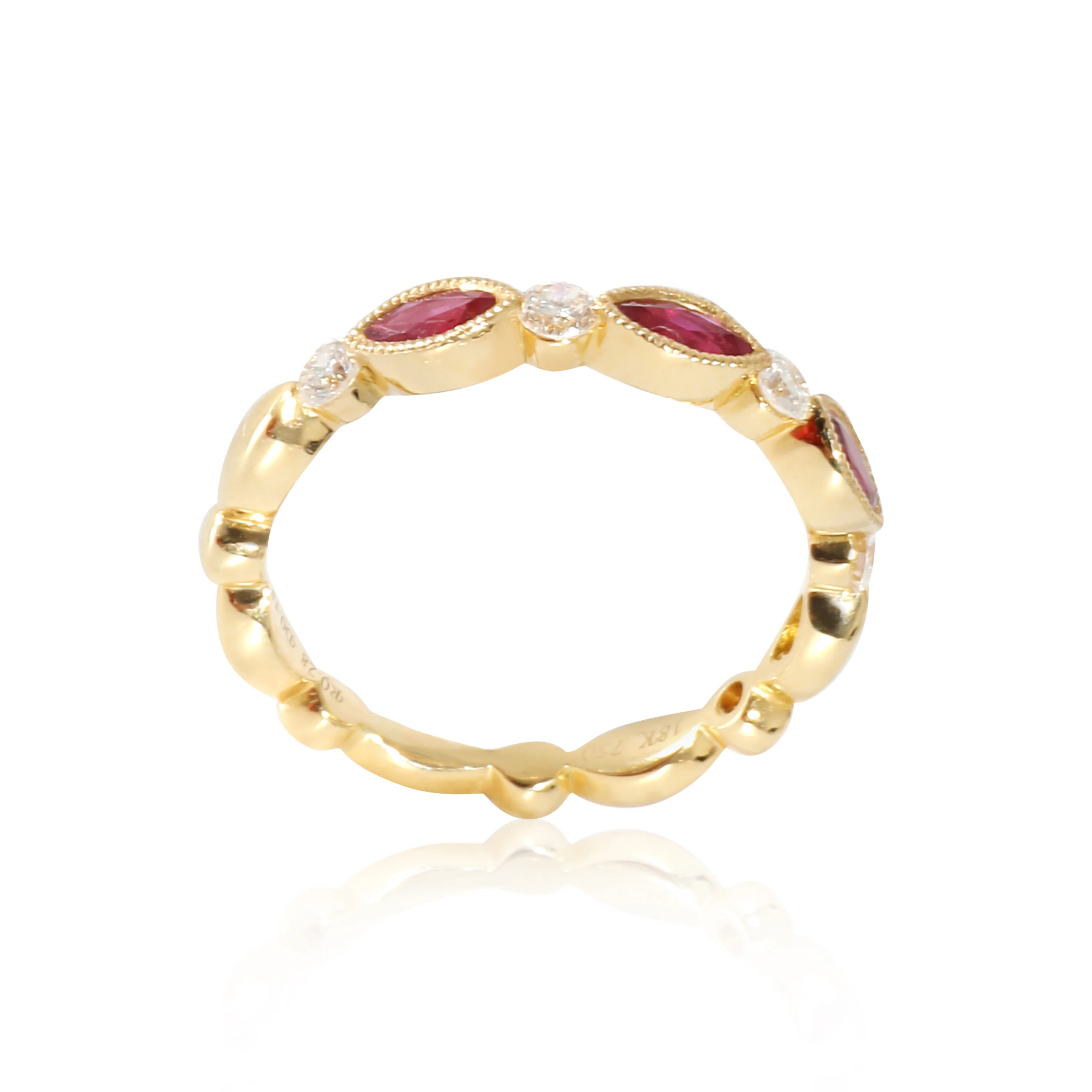 18K Yellow Gold Diamond & Ruby Ring, .19 Ctw. - Image 5