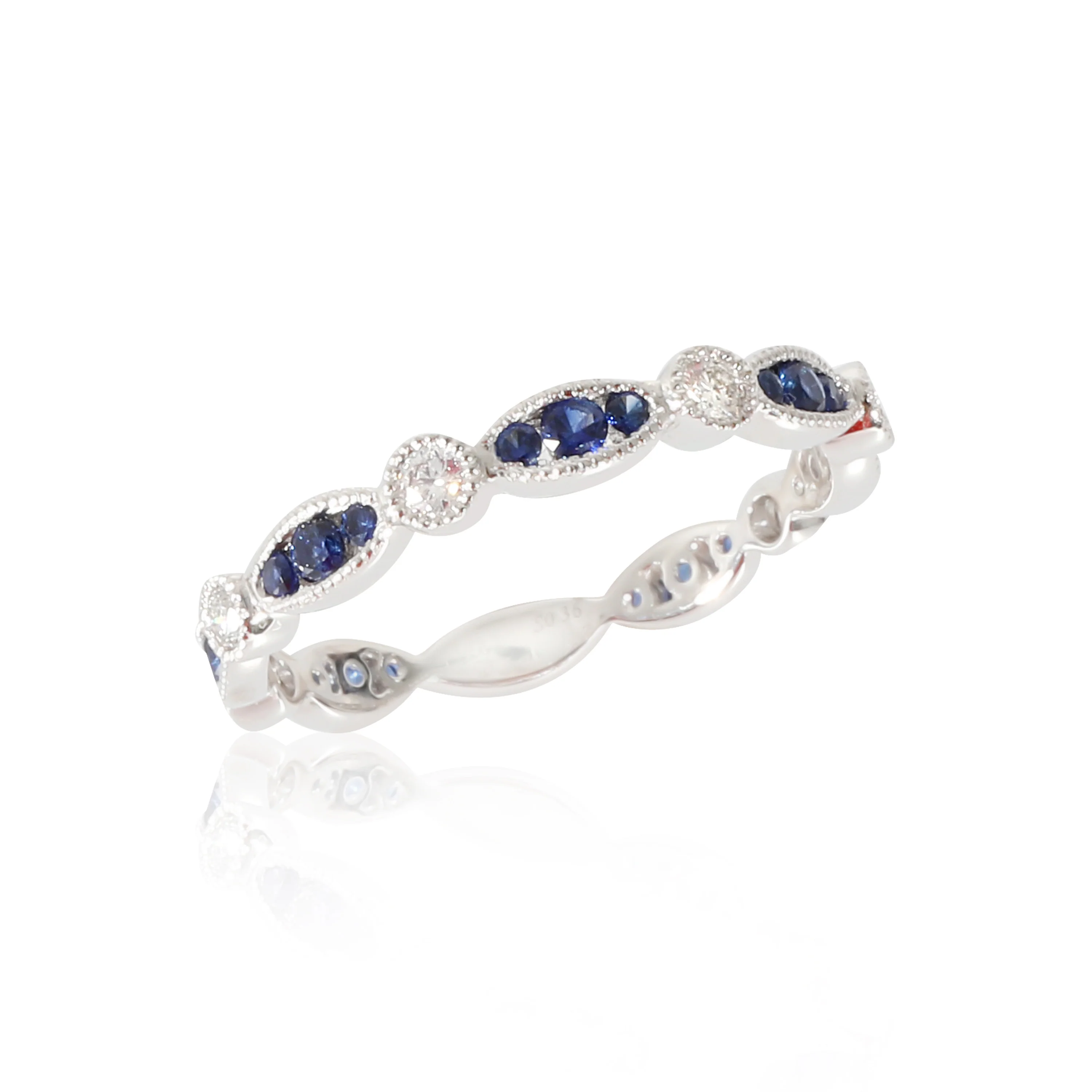 18K White Gold Sapphire & Diamond Band, .17 Ctw. - Image 5
