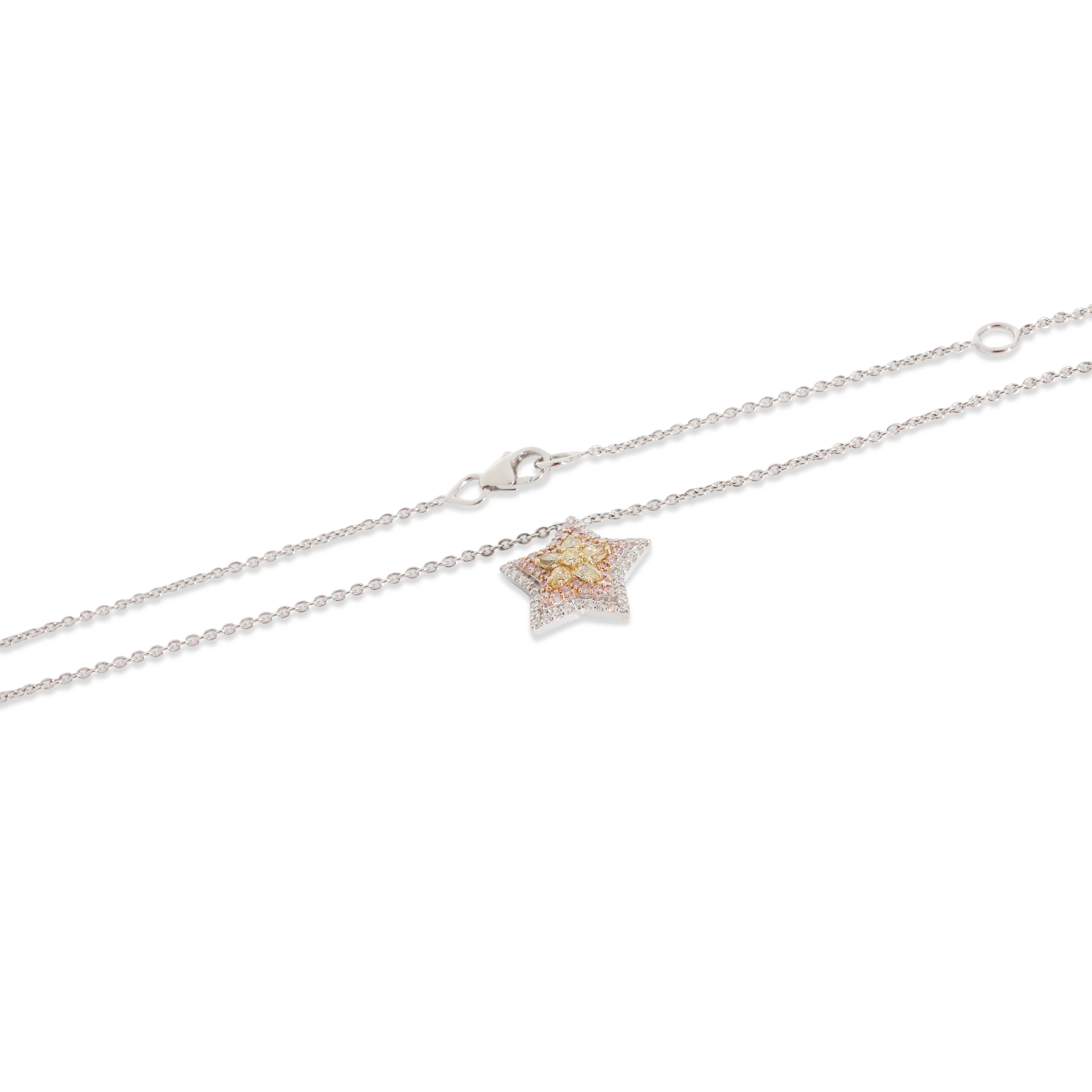 18K White Gold & Rose Gold Fancy Color Diamond Star Pendant, .84 Ctw. - Image 2
