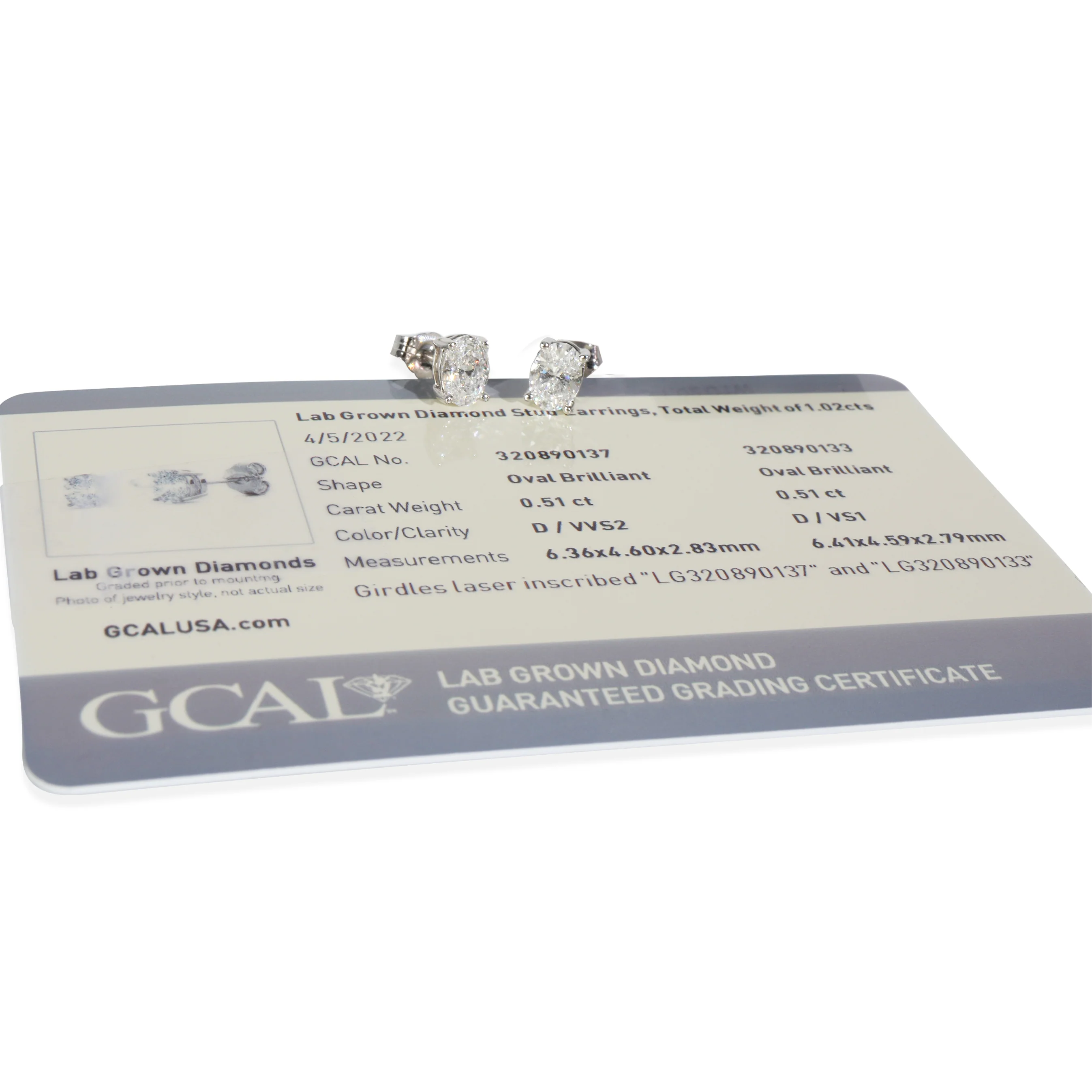 1.02 ctw White Gold Lab-Grown Diamond Earrings - Image 4