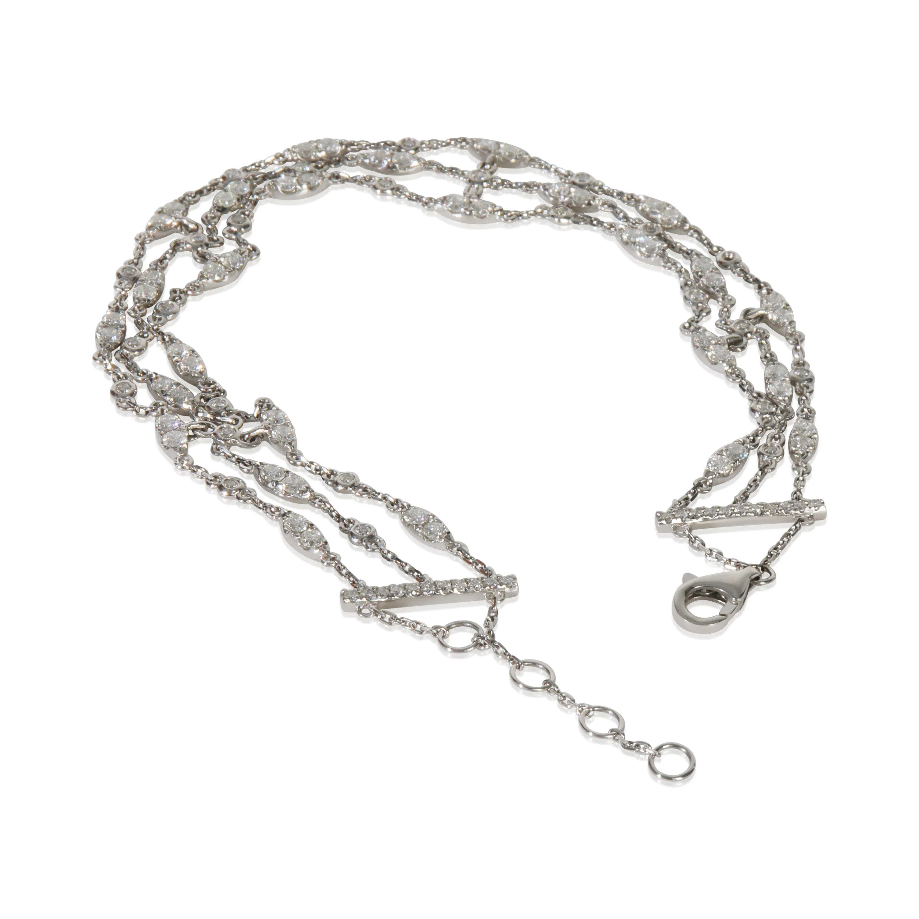 White Gold Diamond Petite Triple Strand Bracelet - Image 2