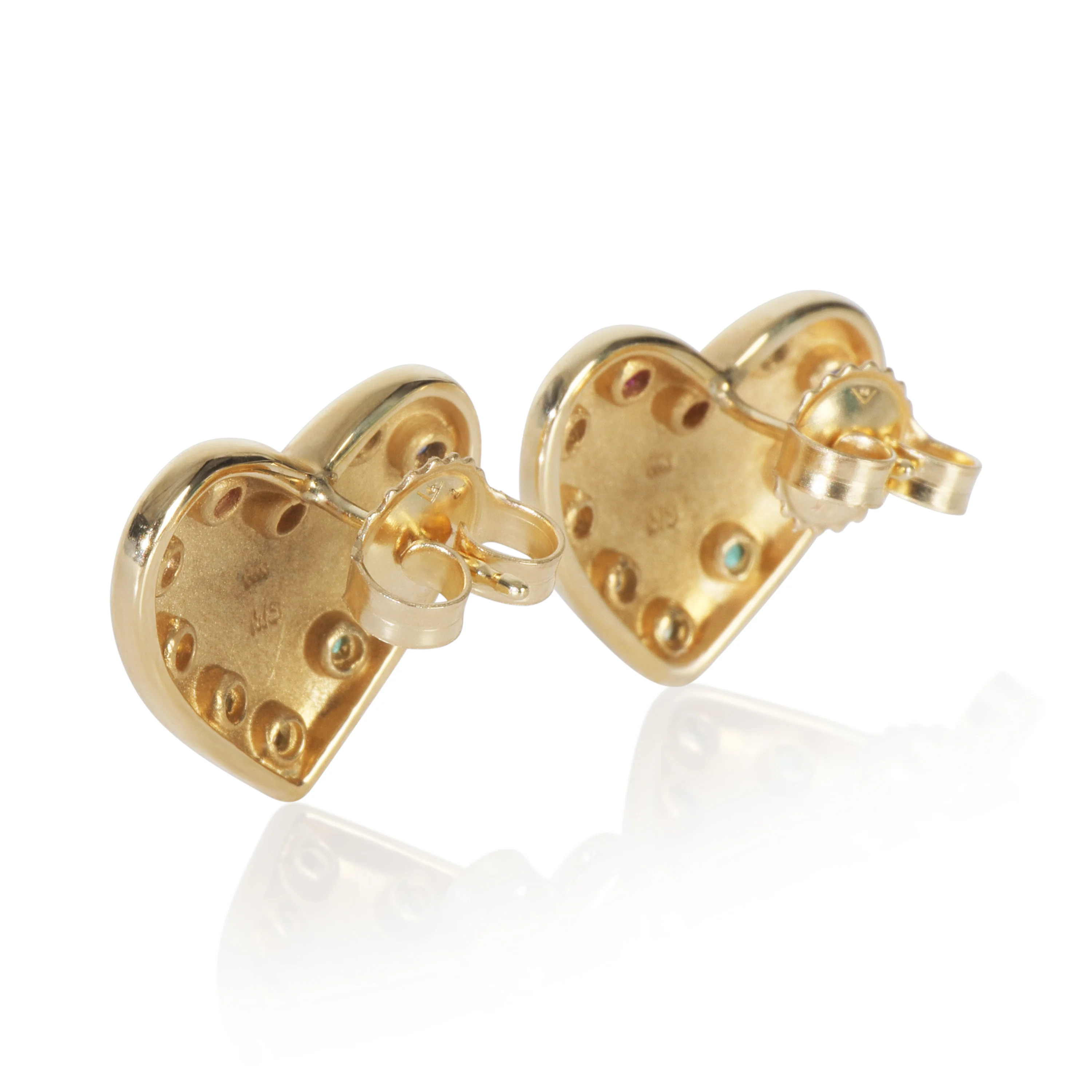 Yellow Gold  Rainbow Gemstone Earrings - Image 3