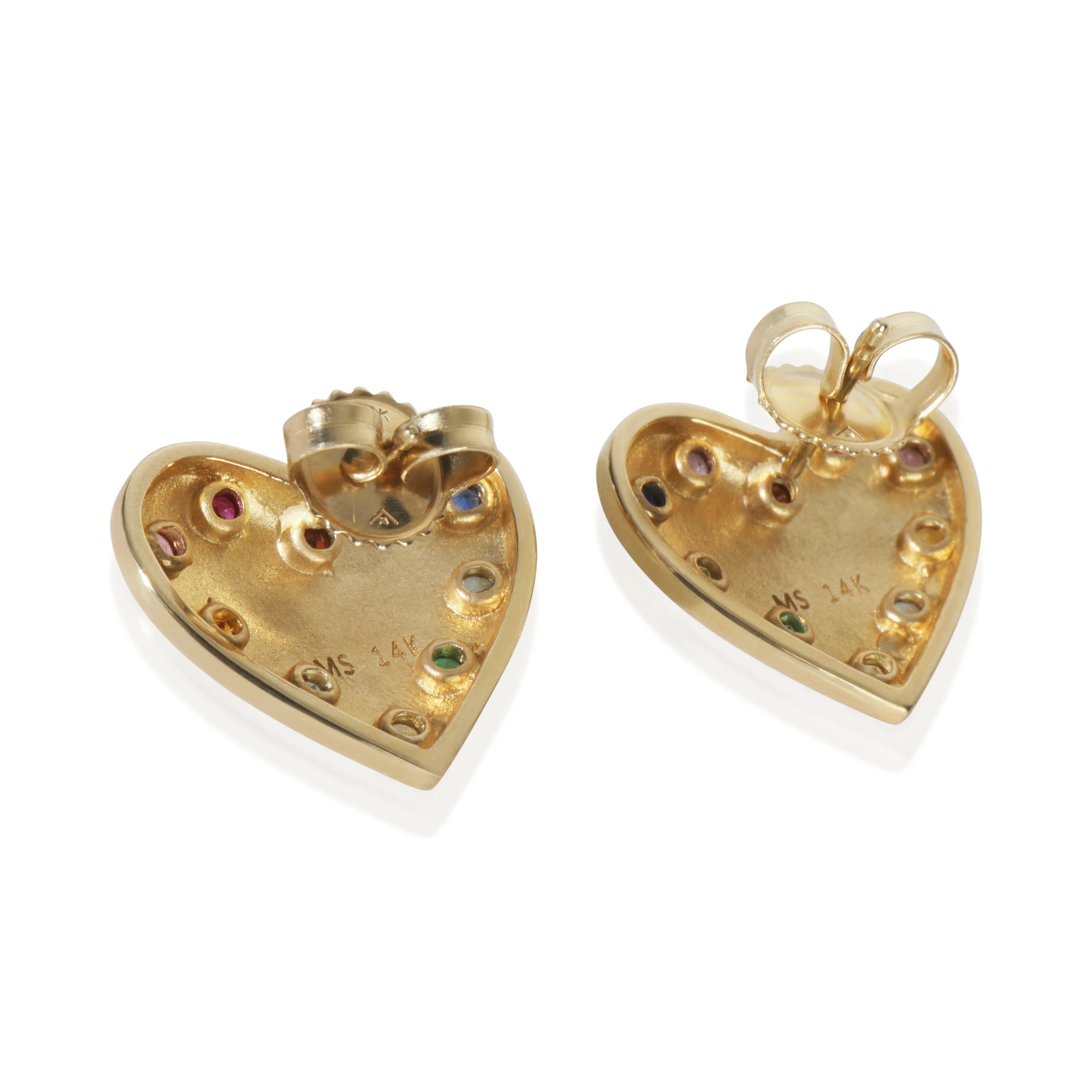 Yellow Gold  Rainbow Gemstone Earrings - Image 4