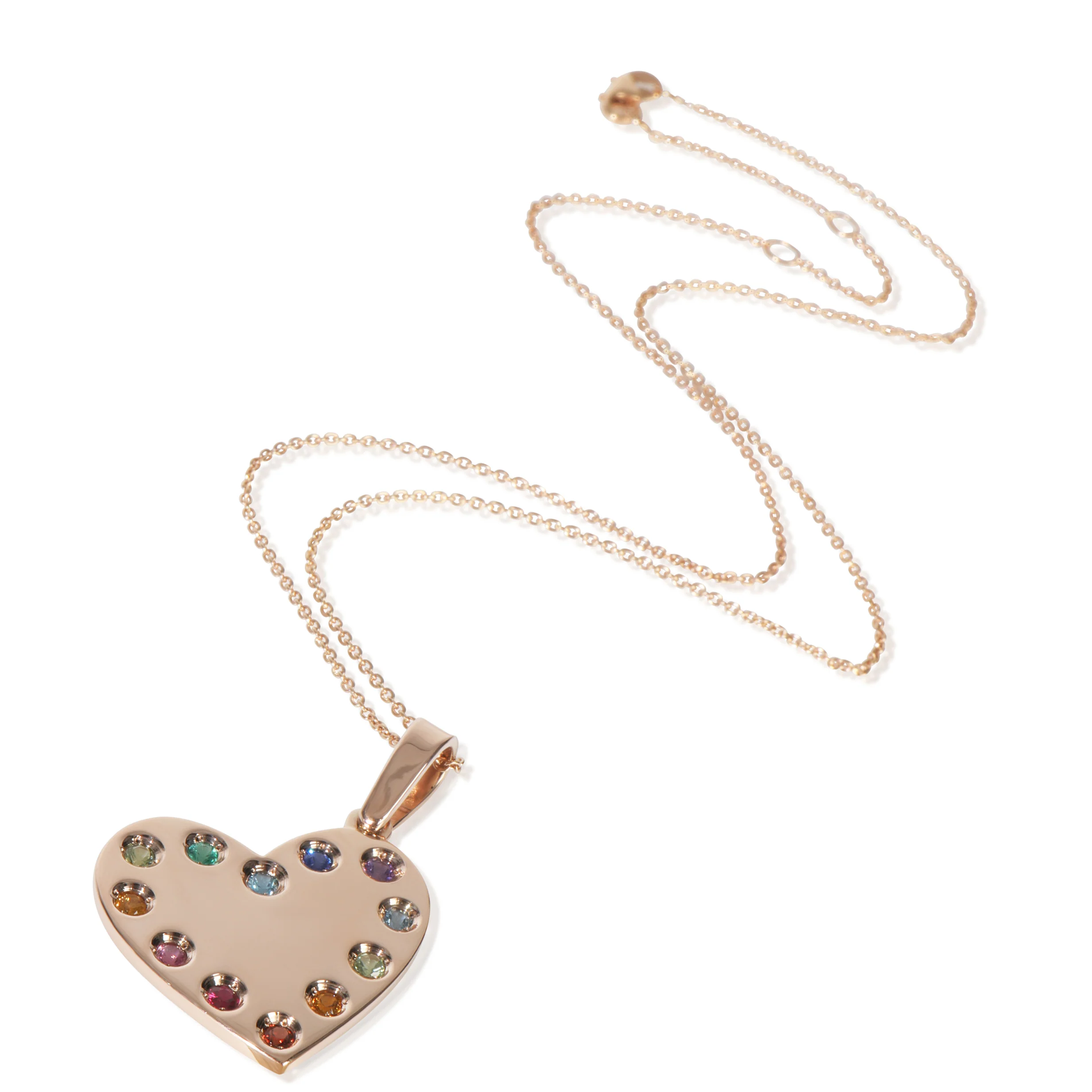 Rose Gold Heart With Rainbow Gemstones Pendant - Image 3