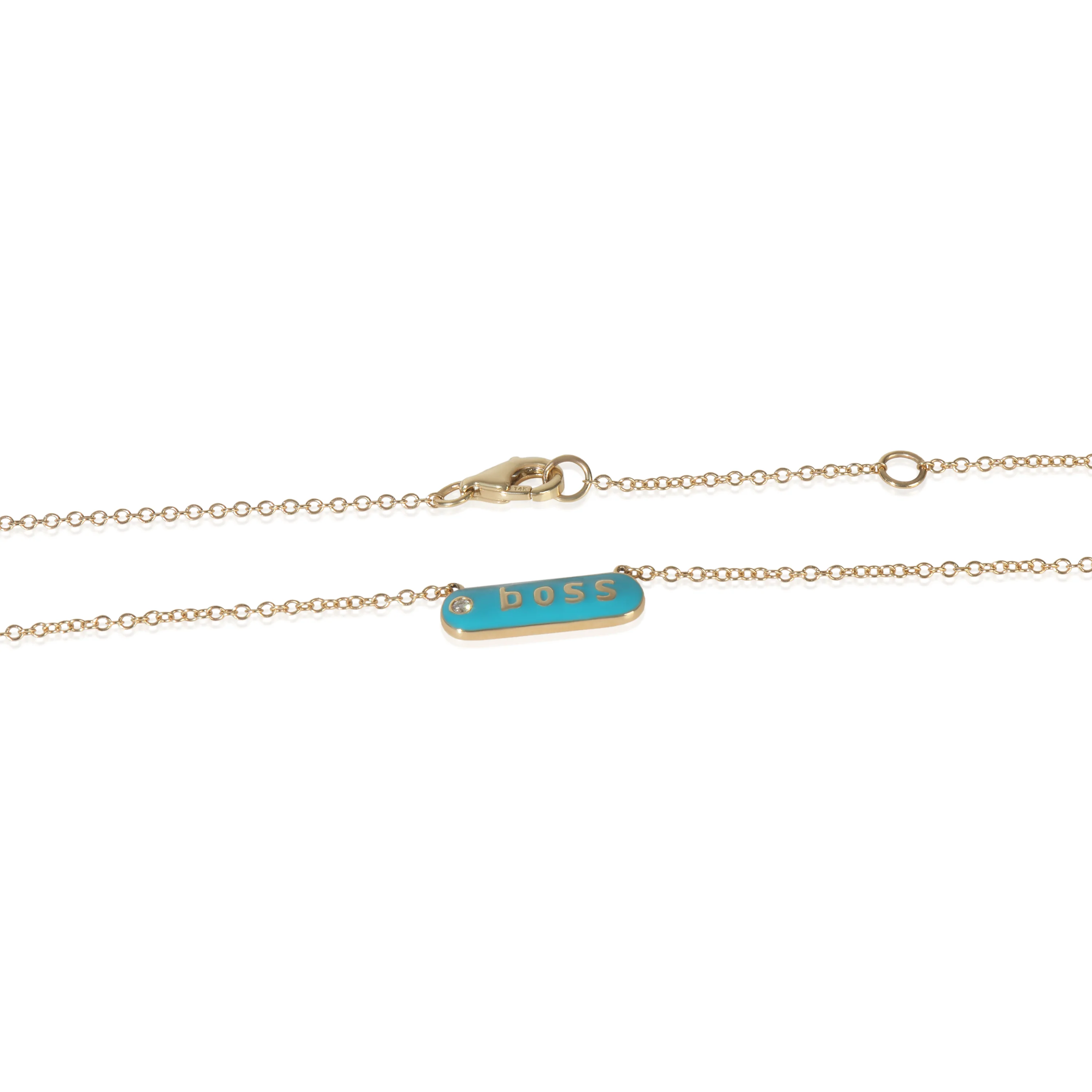 Yellow Gold Diamond Blue Enamel Boss Pendant - Image 2
