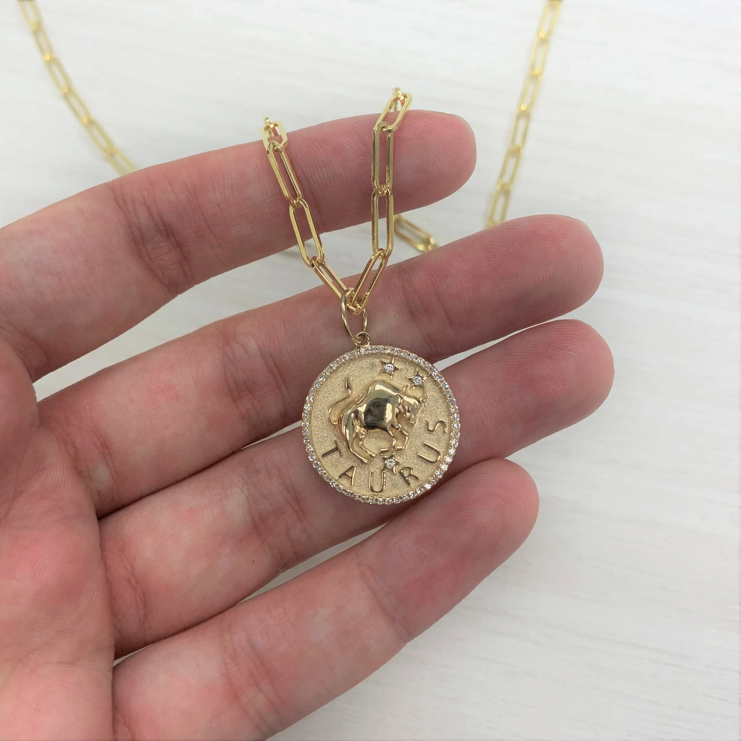 Capricorn Zodiac Diamond Necklace in 14KT Yellow Gold - Image 2