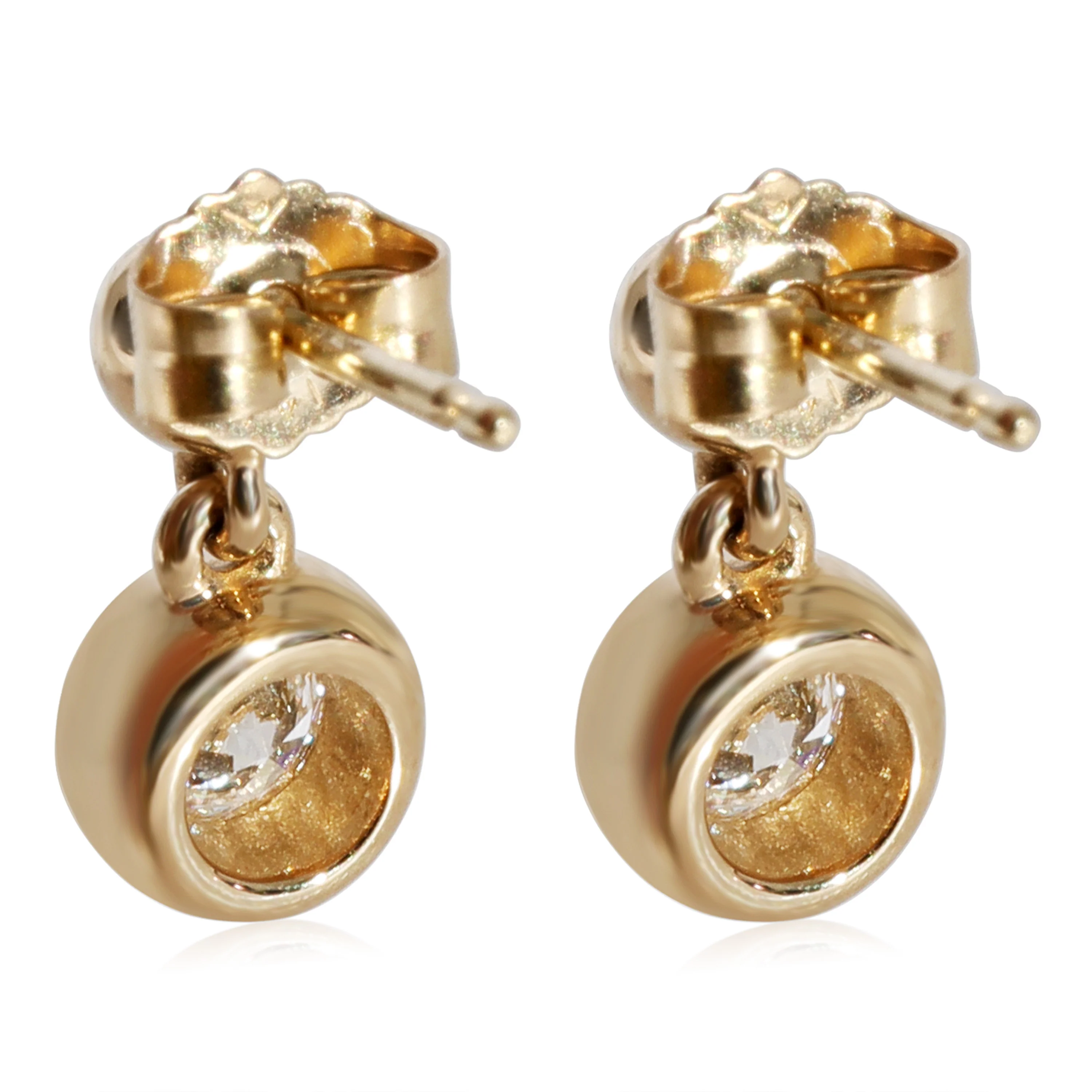 Diamond Bezel Set Drop Earrings in 14K Yellow Gold (1/2 Ctw G-H/SI2) - Image 3