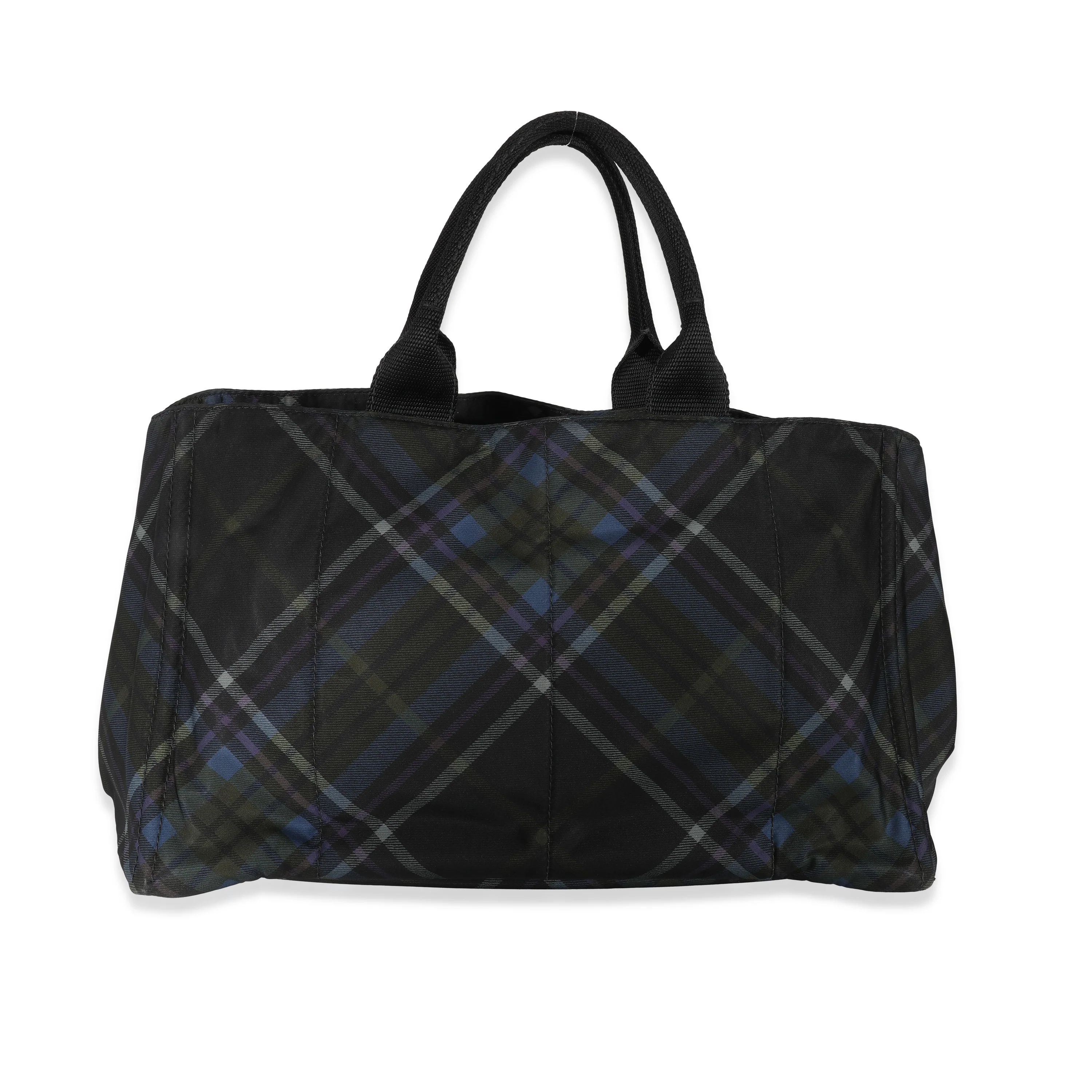 Prada Multicolor Check Tessuto Medium Canapa Tote - Image 3