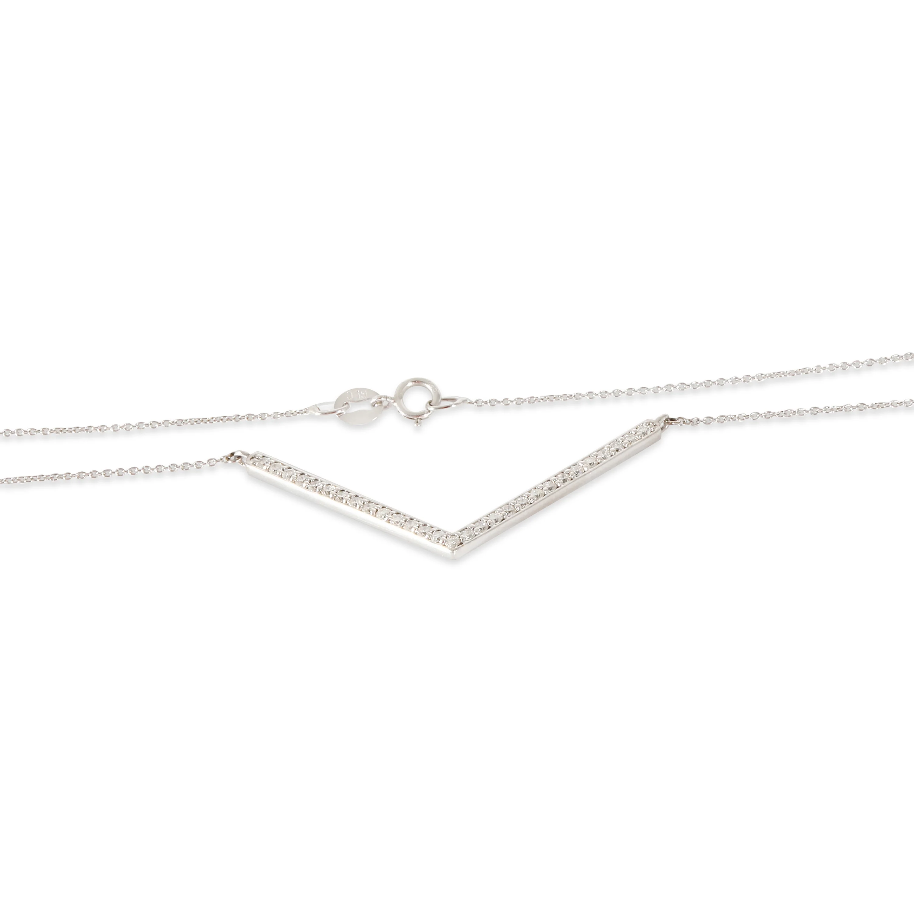 14K White Gold Diamond V Necklace, 1/3 Ctw. - Image 2