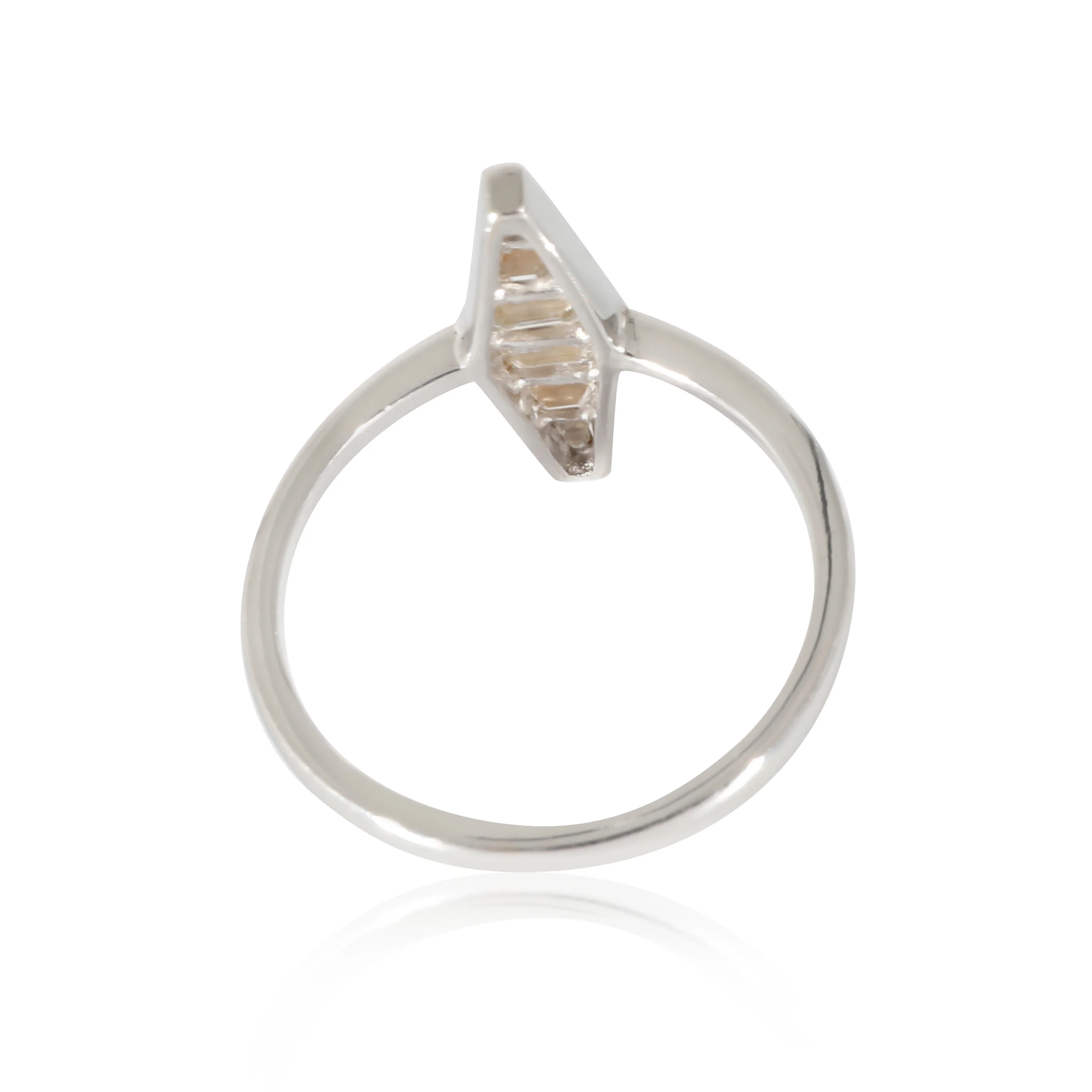 18K White Gold Baguette Diamond Elongated Fashion Ring, .55 Ctw. - Image 3