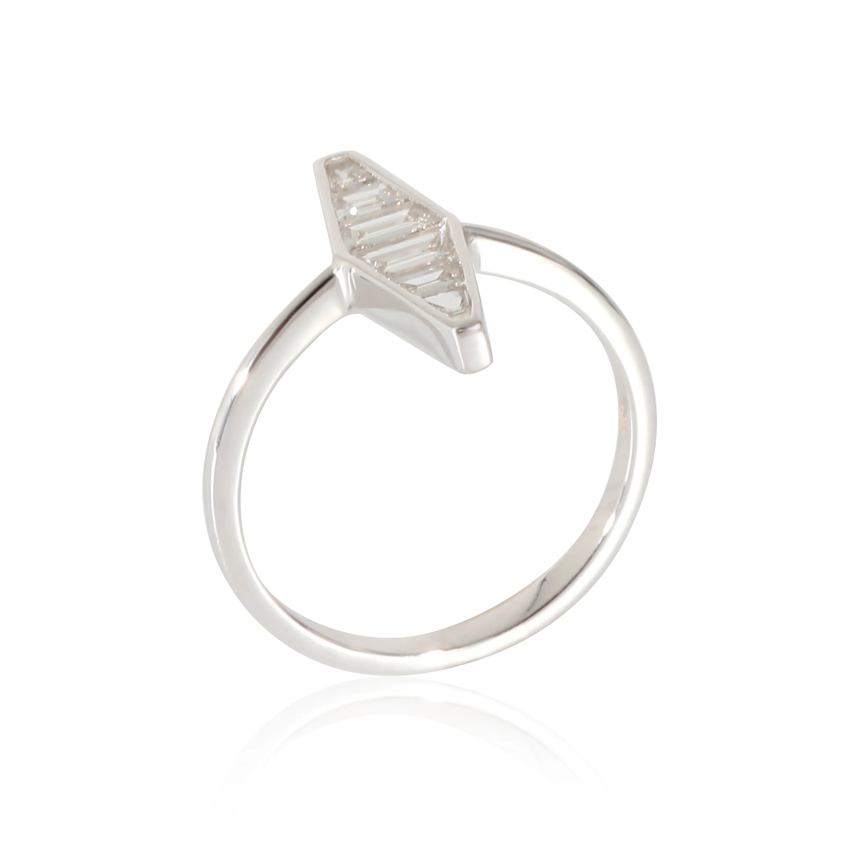18K White Gold Baguette Diamond Elongated Fashion Ring, .55 Ctw. - Image 5