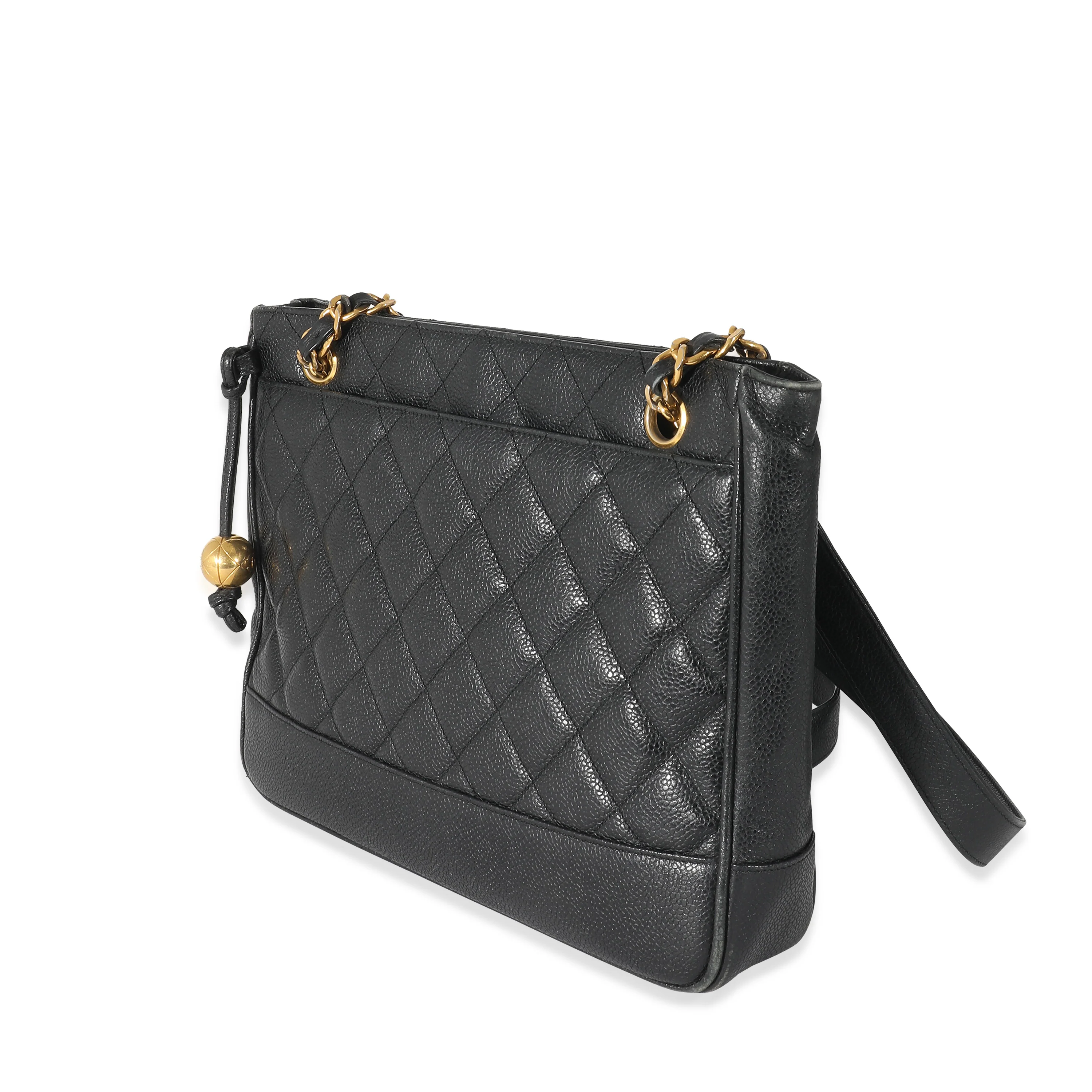 Chanel Black Quilted Caviar Matelasse Chain Shoulder Bag - Image 2