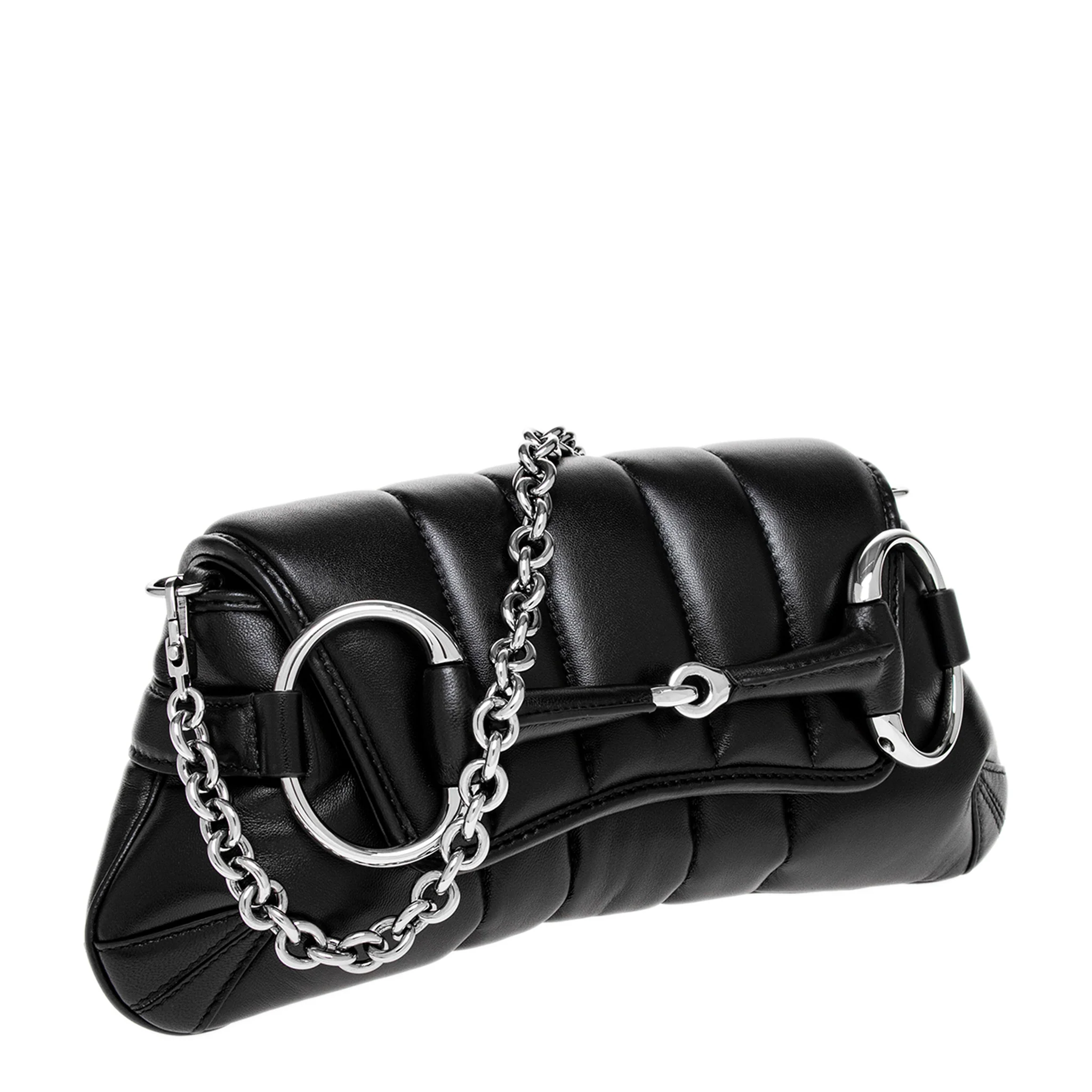 Black Small Horsebit Chain Shoulder Bag - Image 2