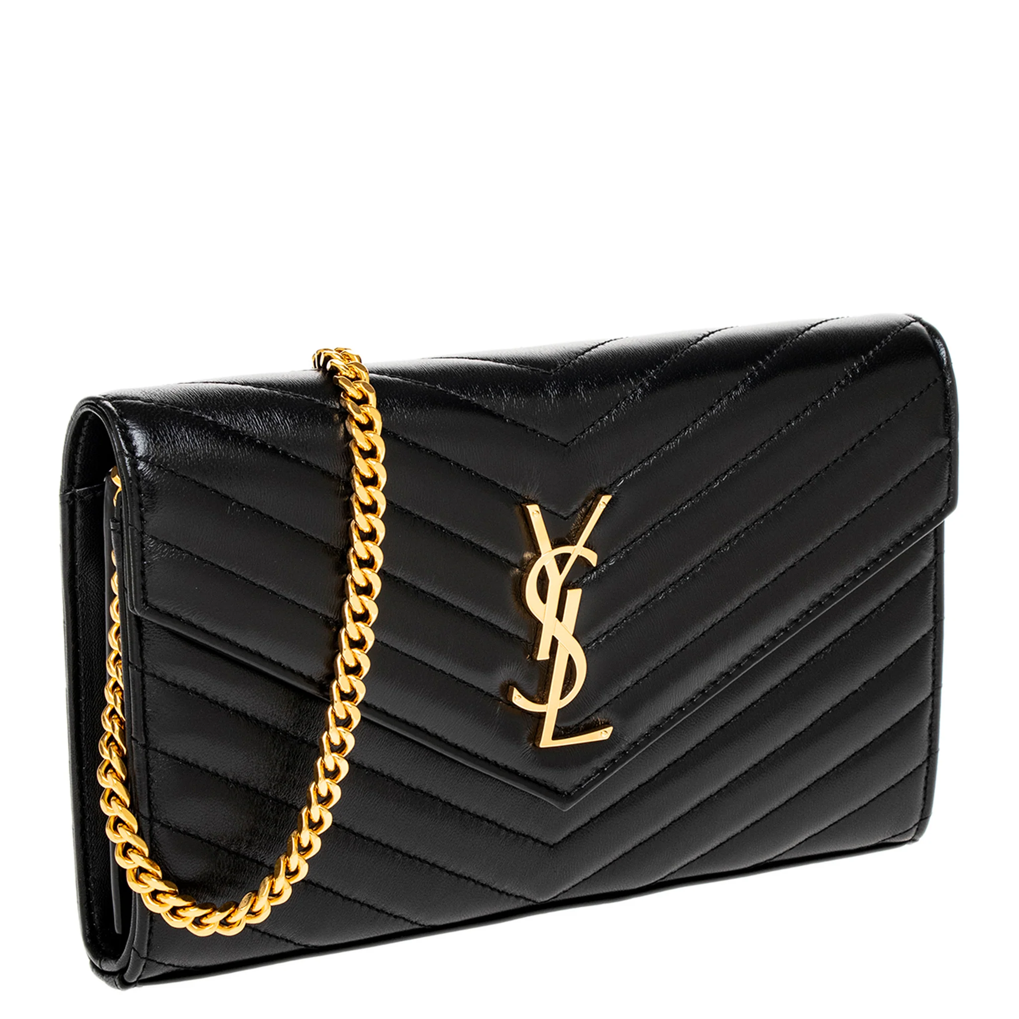 Black Quilted Lambskin Cassandre Chain Wallet - Image 2