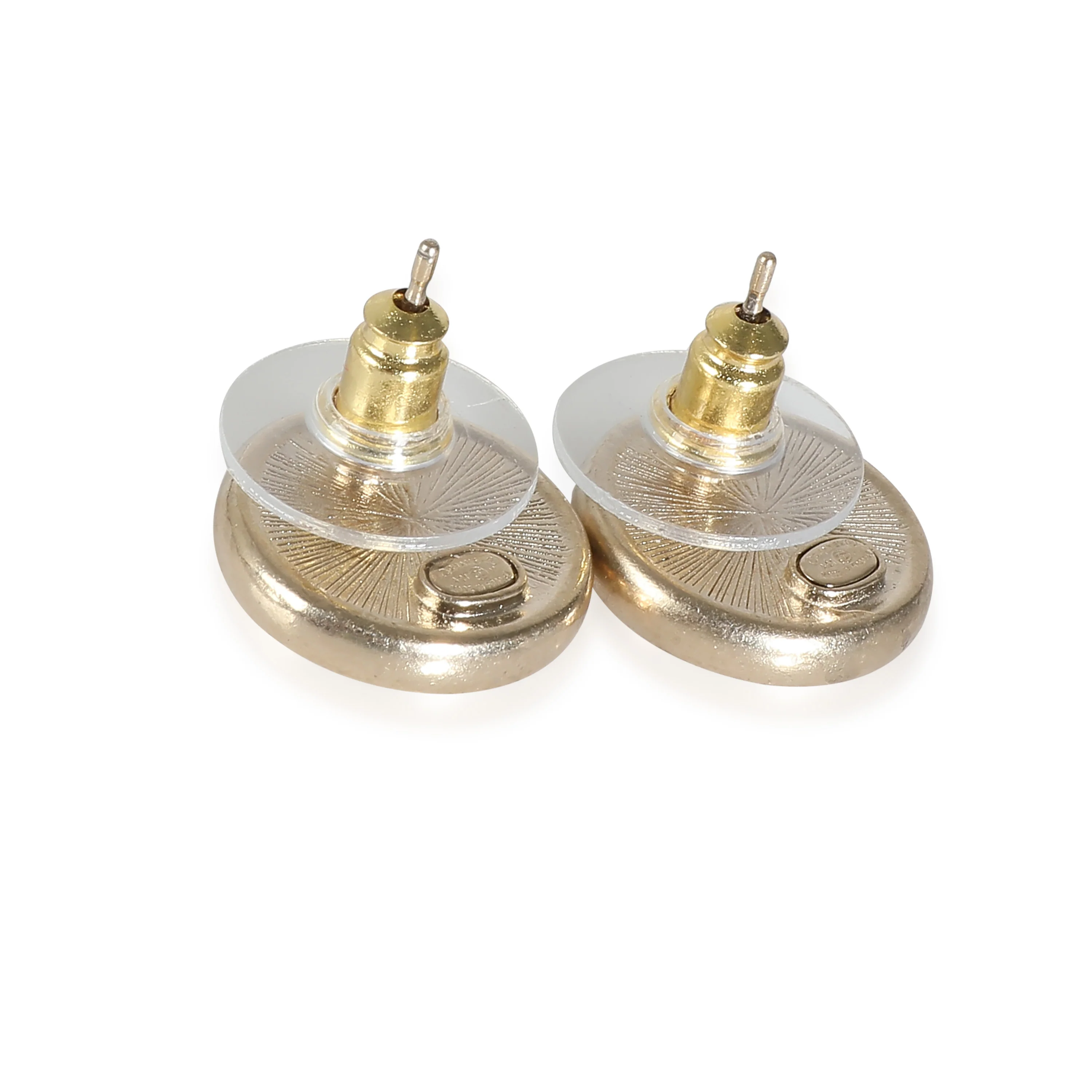 2021 Round CC Earring With Strass Yellow Gold Plated - Image 3