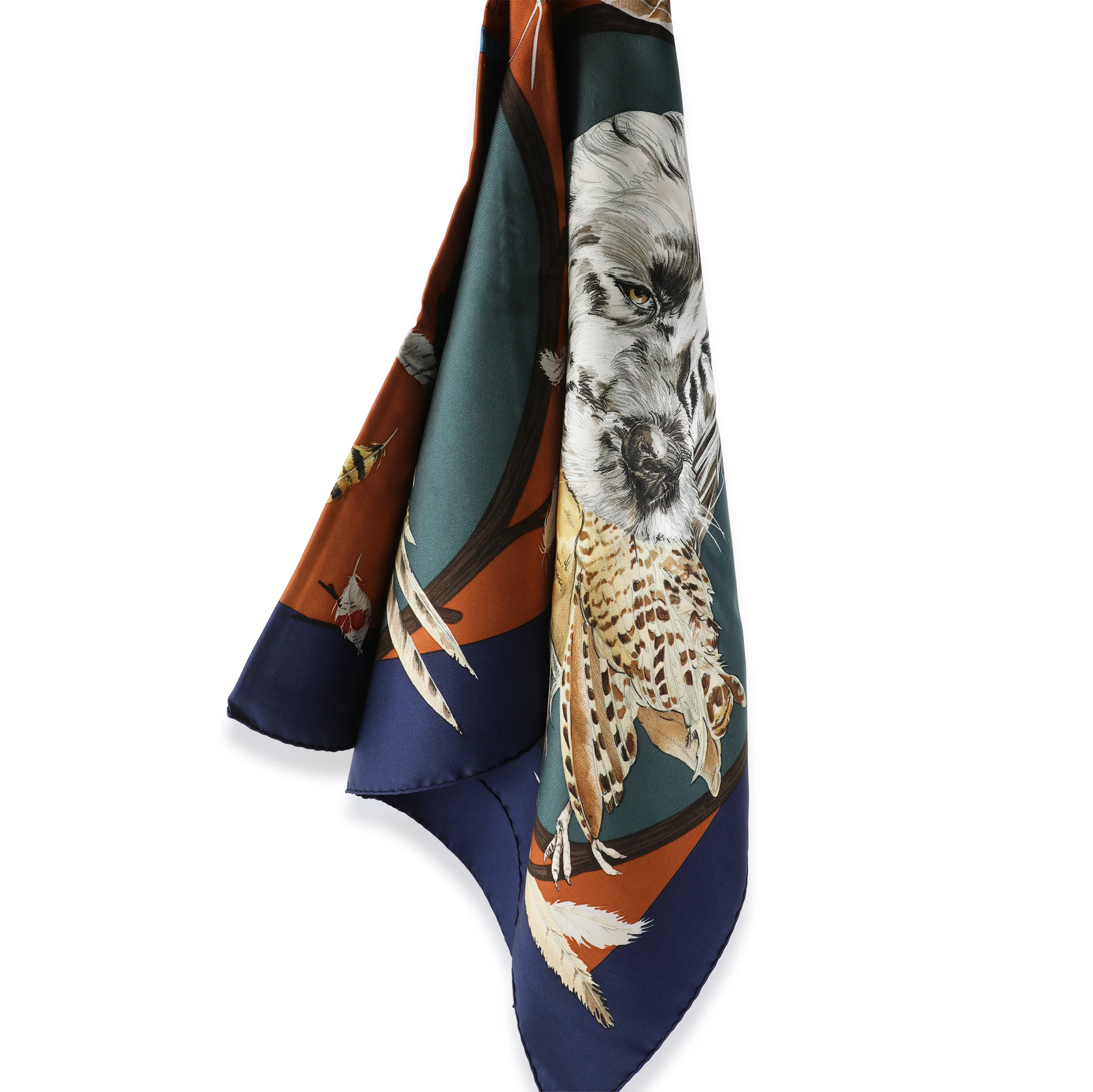 Navy Multicolor Silk Chien Au Rapport Scarf 90 - Image 2