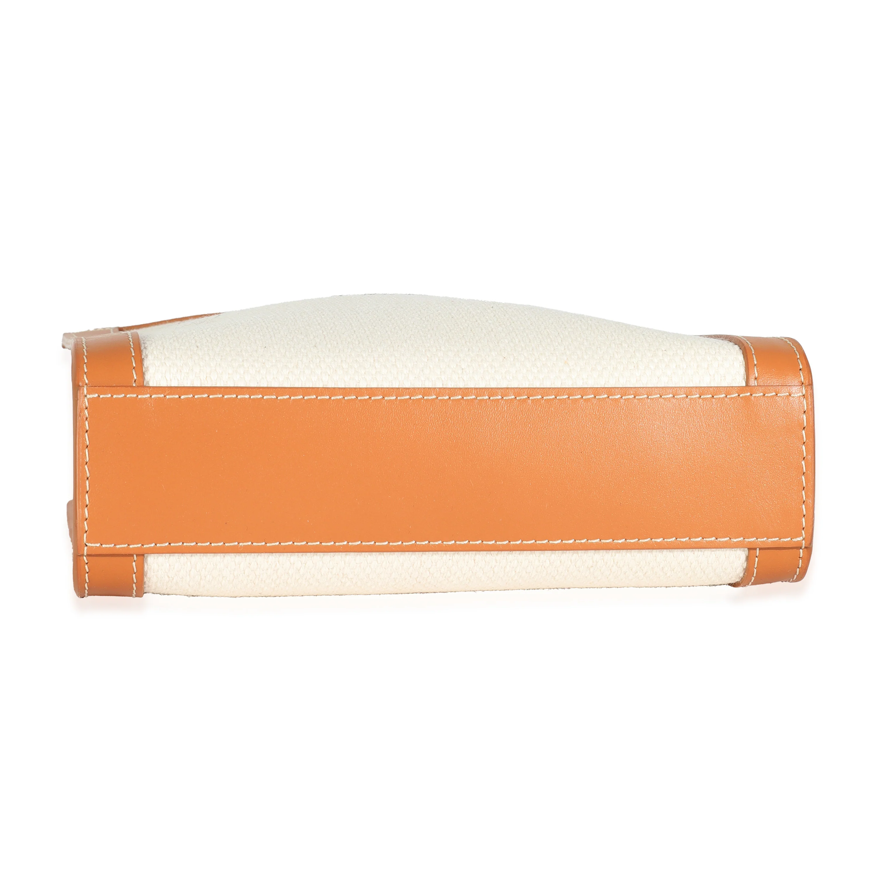 Natural Tan Canvas Calfskin Mini Vertical Cabas Bag - Image 5